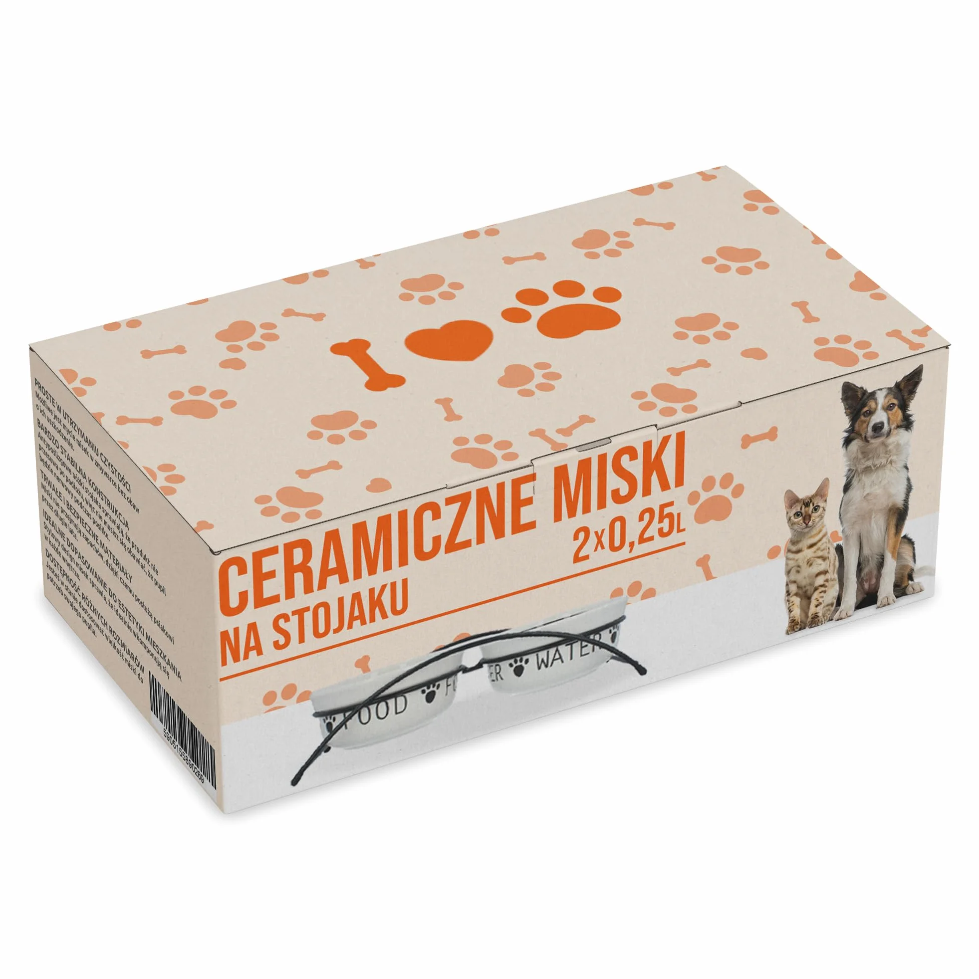 Miska Ceramiczna Podwójna 2 x 0,6 l dla Psa Kota Szczeniaka na Stojaku