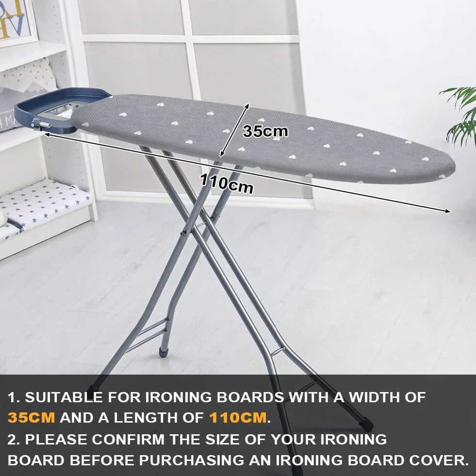 Pokrowiec na deskę do prasowania, nakładka, 110 x 35 cm, pokrowce na deskę do prasowania, wymienne pokrowce na deskę do prasowania, wymiary deski do prasowania z pianką i włóknem, do żelazek