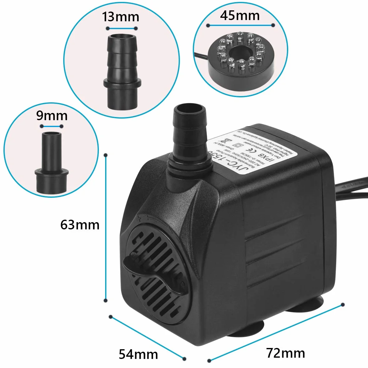 flintronic Pompa wodna LED 15W 1,5m 12 diod 4 kolory 2 dysze