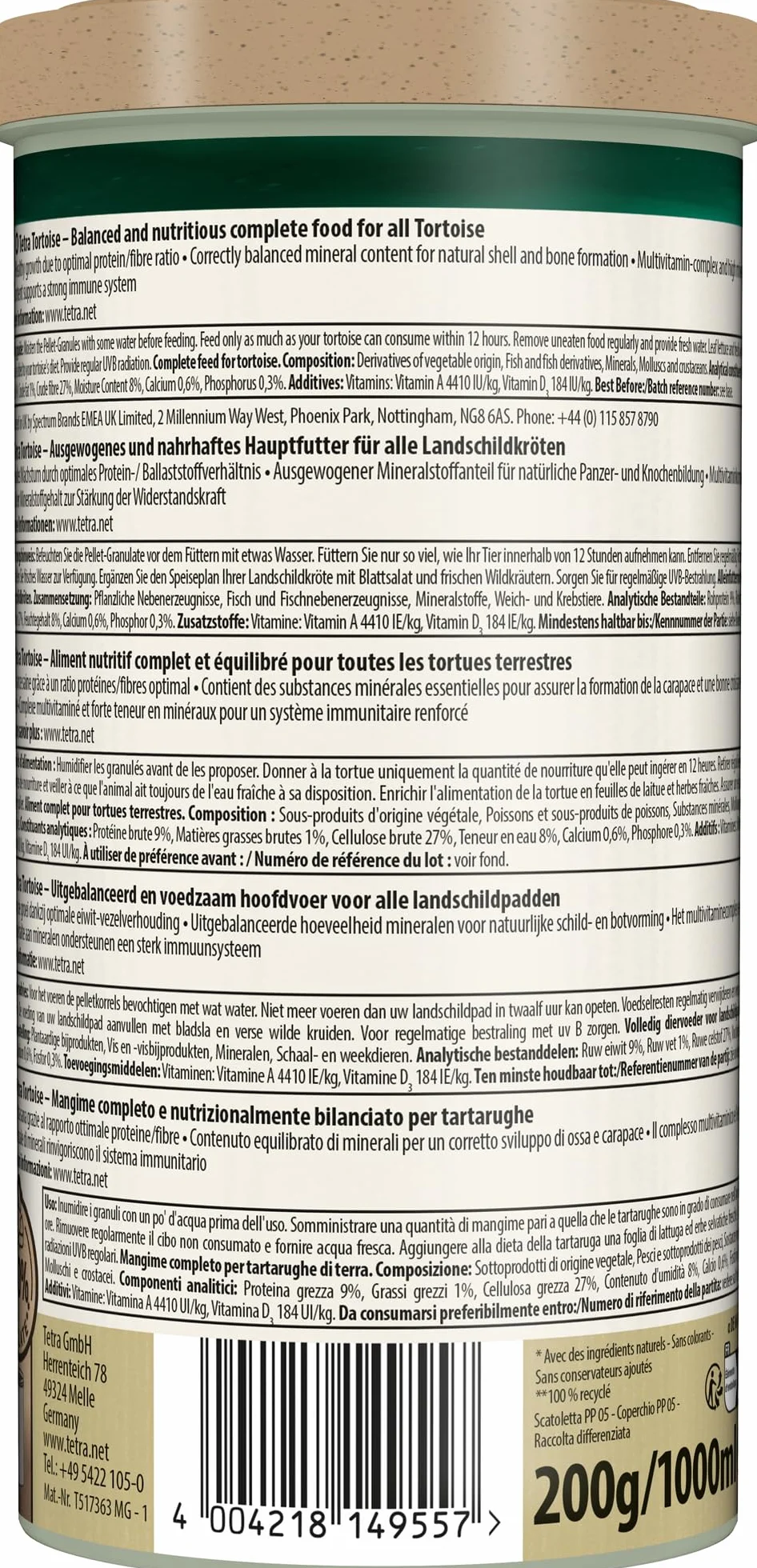 Tetra Tortoise karma główna 1 litr dla żółwi wiejskich