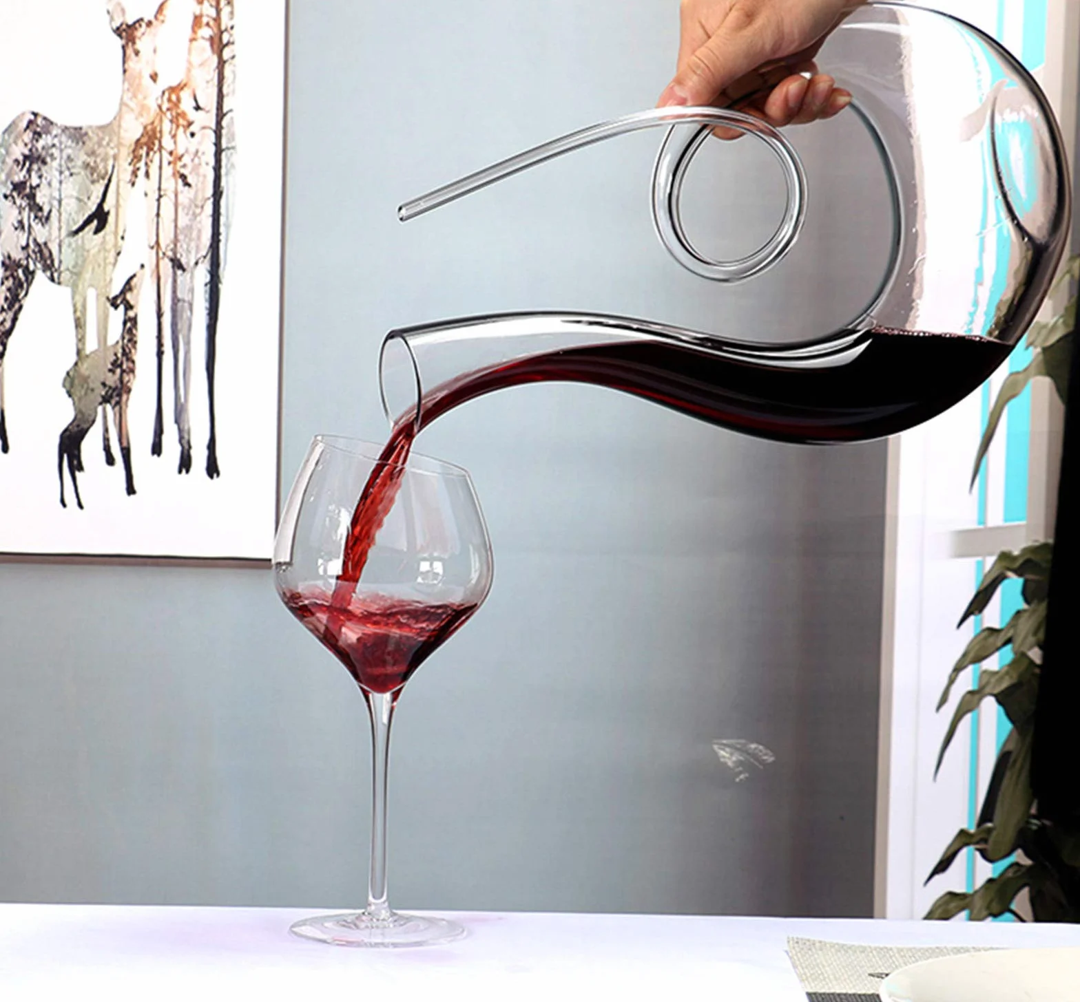 Karafka do wina, ręcznie dmuchana bezołowiowa kryształowa szklanka, 1500 ml klasyczny aerator do wina, karafka czerwonego wina, akcesoria do wina, prezenty na wino
