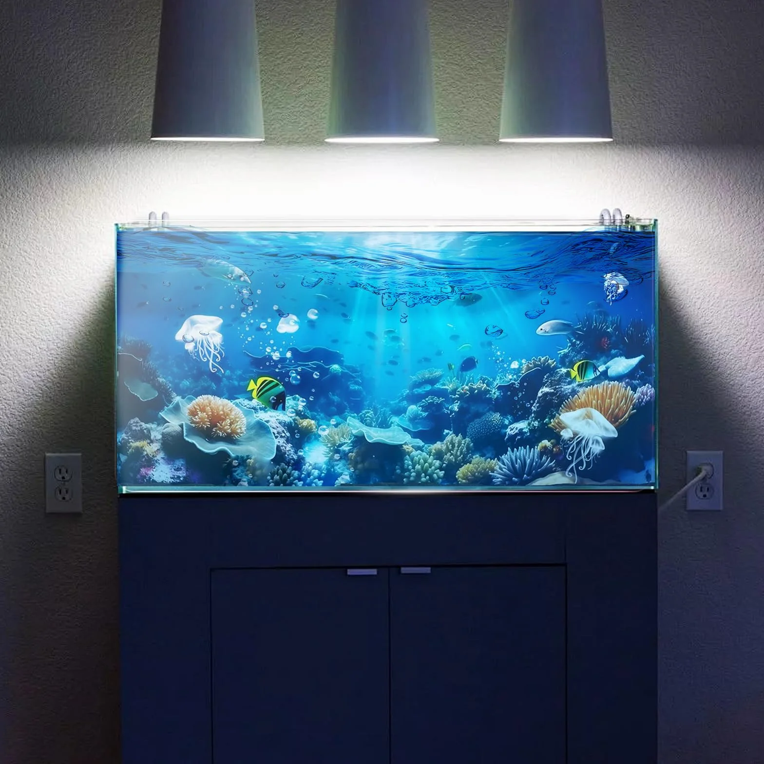 Yootiko Plakat na tle akwarium PVC Tylna ściana akwarium Statyczna folia klejąca 100 x 40 cm