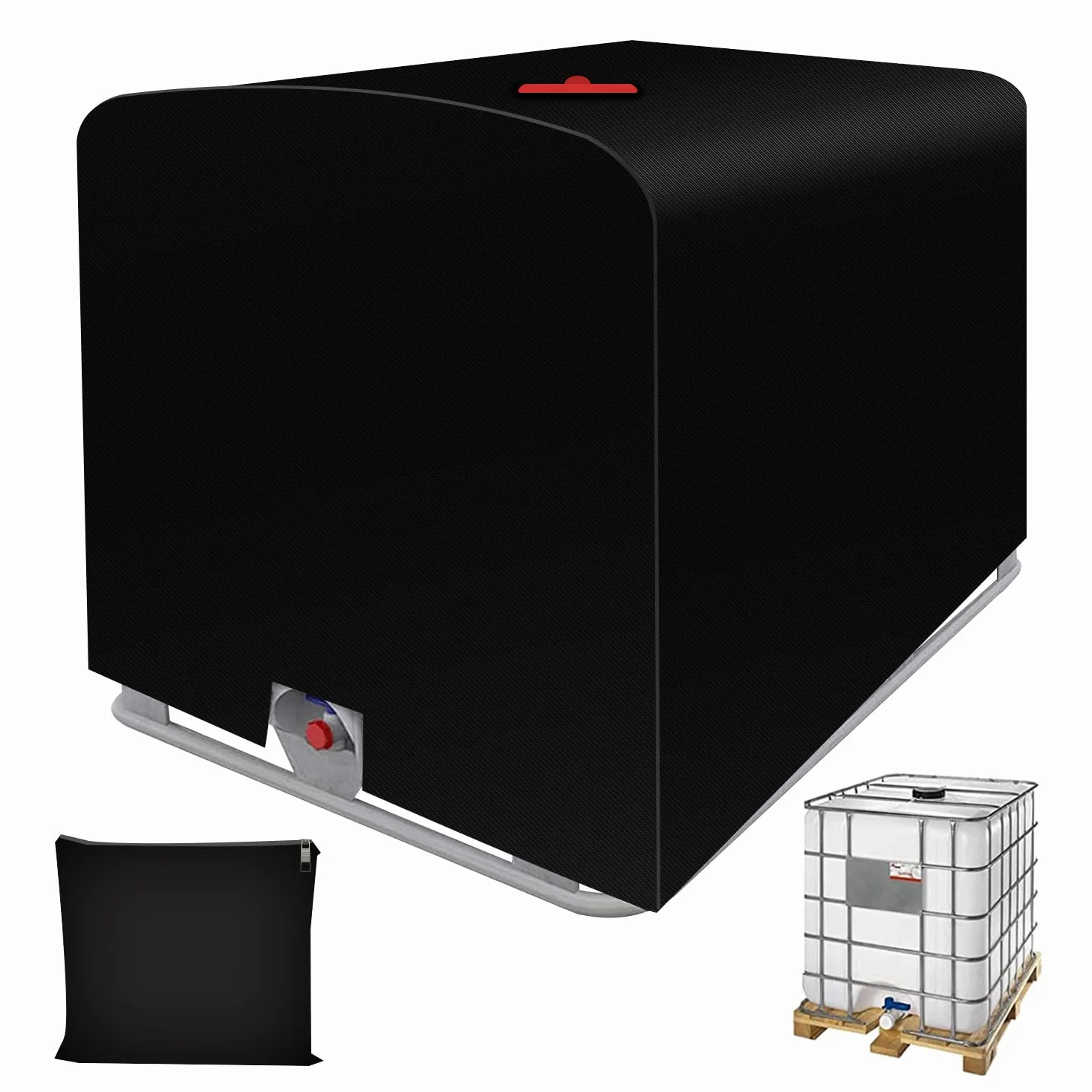 IBC, plandeka ochronna na zbiornik na wodę IBC, 420D IBC, ochrona przed promieniowaniem UV/deszczówką, z otworem, do pojemnika IBC o pojemności 1000 l (100 x 120 x 116 cm)