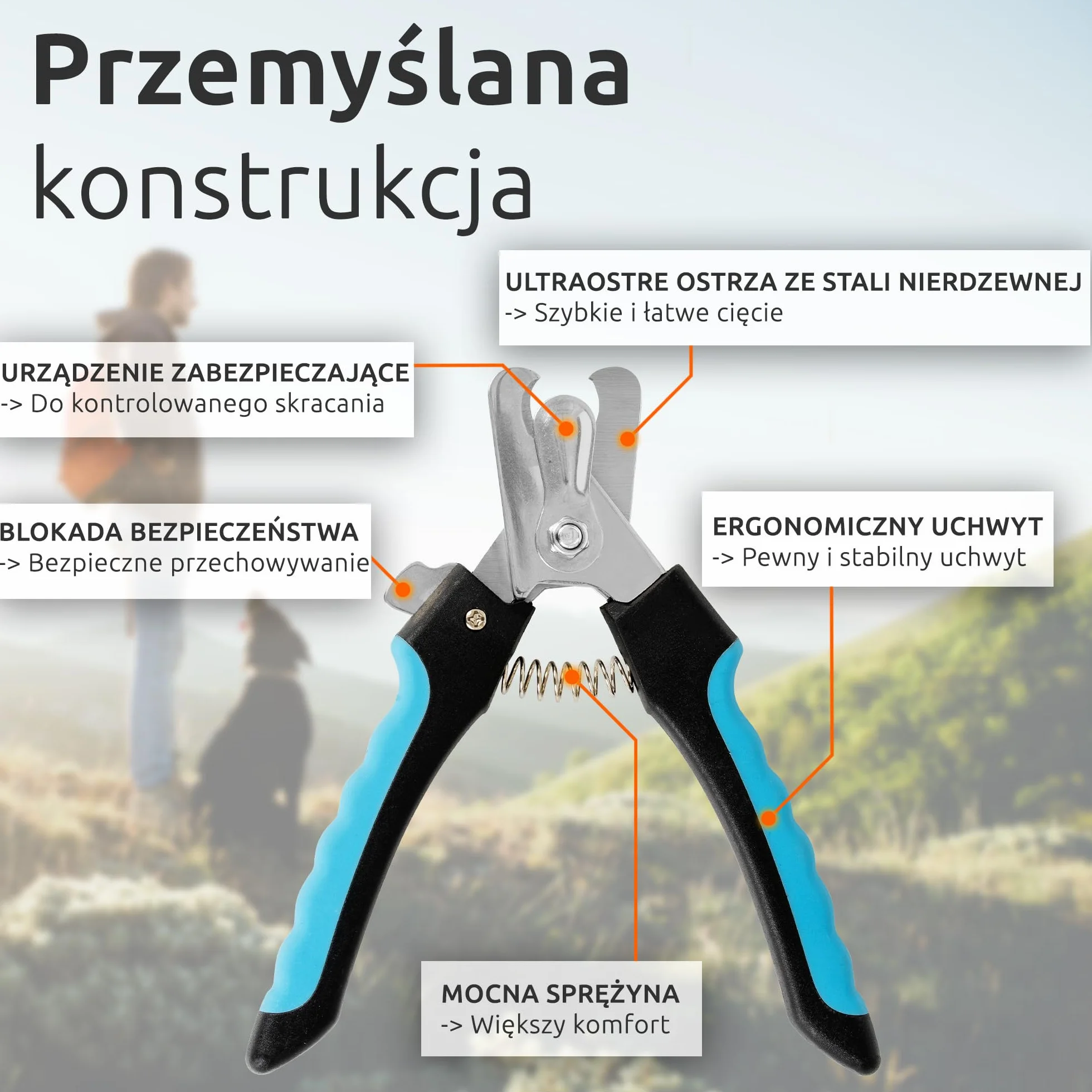 ECENCE Nożyczki do pazurów dla psa i kota - cążki do pazurów - profesjonalna jakość - Pilnik do paznokci - Pielęgnacja pazurów - Obcinacz do pazurów dla psów średniej wielkości