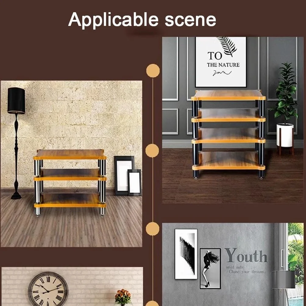 3/4-warstwowa szafka audio HIFI HiFi stojaki i półki AV, stolik pod telewizor, stojak MDF, stojak audio z amortyzującymi nóżkami, półka wzmacniacza mocy, szafka na sprzęt (Czarny-B, 60 * 93 * 48cm)