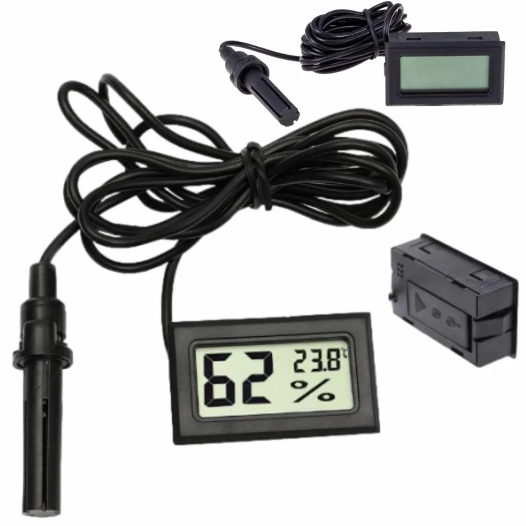 Cyfrowy higrometr termometr z sondą LCD czarny pomiar temperatury wilgotności