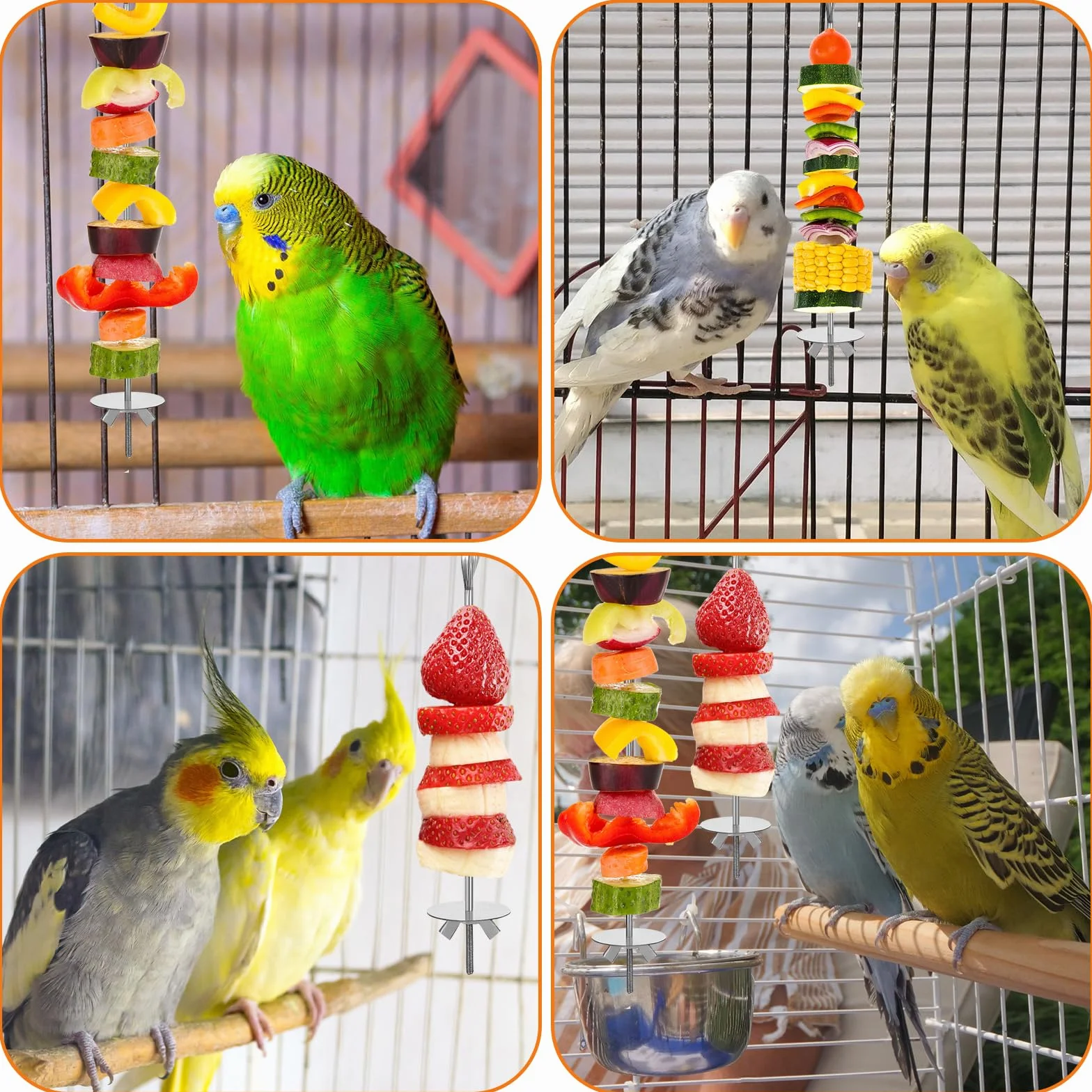 Xinjoduz 3 sztuki szpikulec dla ptaków, papugi, szpikulec na owoce, warzywa, do poszukiwania pokarmu, zabawek, ptaków, papug, papug, papug, warzyw, owoców, narzędzia