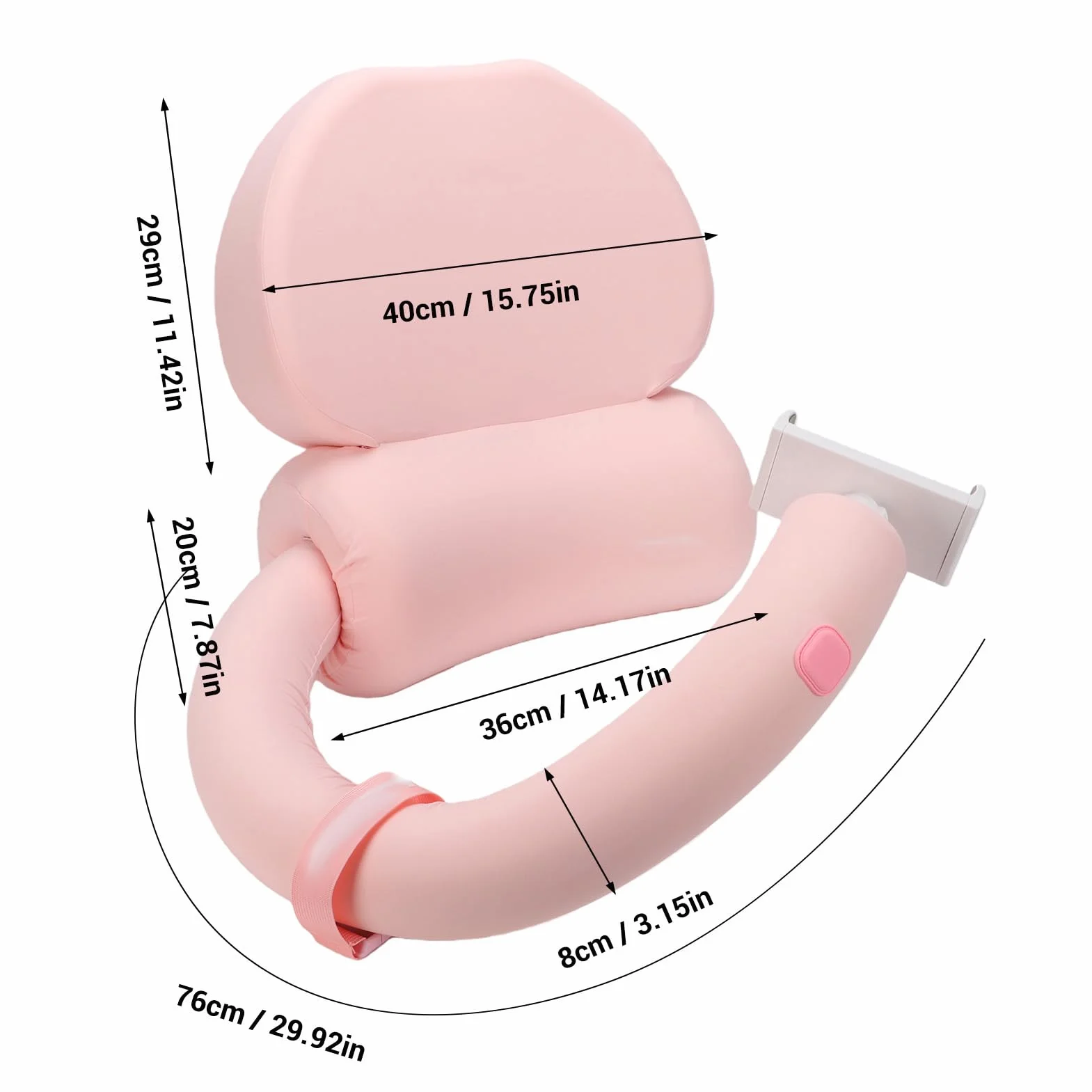 Luqeeg Poduszka do Czytania, Poduszka Oparcia z Pianki Memory do Siedzenia na łóżku, Ergonomiczna Leżenia z Regulowanym Stojakiem na Telefon, Antypoślizgowy Uchwyt (PINK)