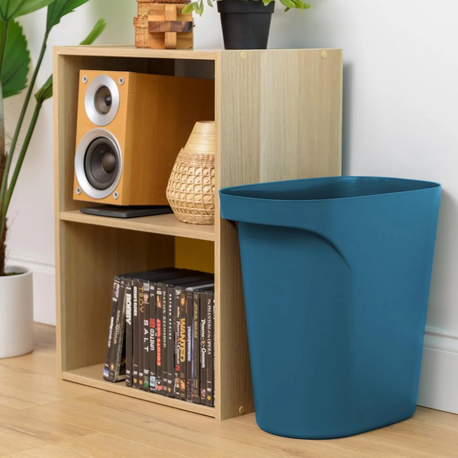 IRIS USA Kosz na śmieci z tworzywa sztucznego, 3 sztuki, z uchwytami, do domu, biura, kuchni, sypialni, łazienki, wykonany z materiałów pochodzących z recyklingu, granatowy