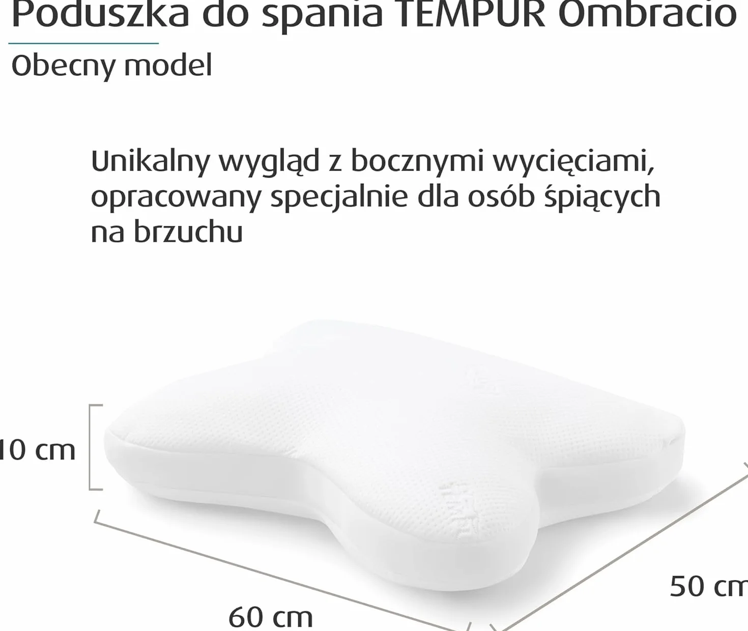 Tempur Ombracio Poduszka Ergonomiczna, Biały, 60 x 50 cm