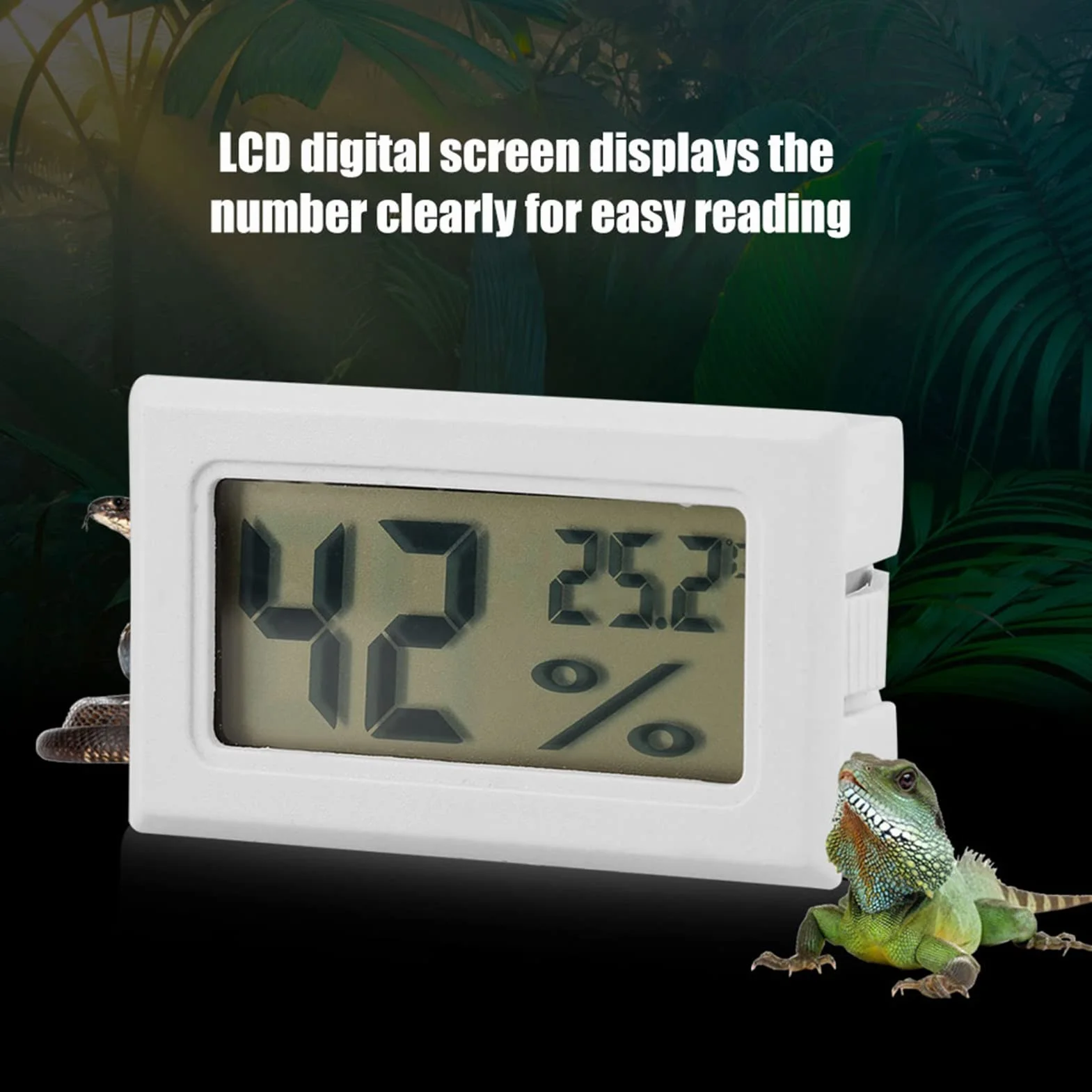 Cyfrowy Termometr Higrometr z Zewnętrzną Sondą LCD Wewnętrzny Miernik Wilgotności Temperatury Gadów Terrarium