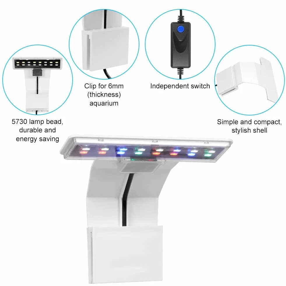Adiwo Lampa do akwarium trójstopniowa zmiana koloru biały standard europejski