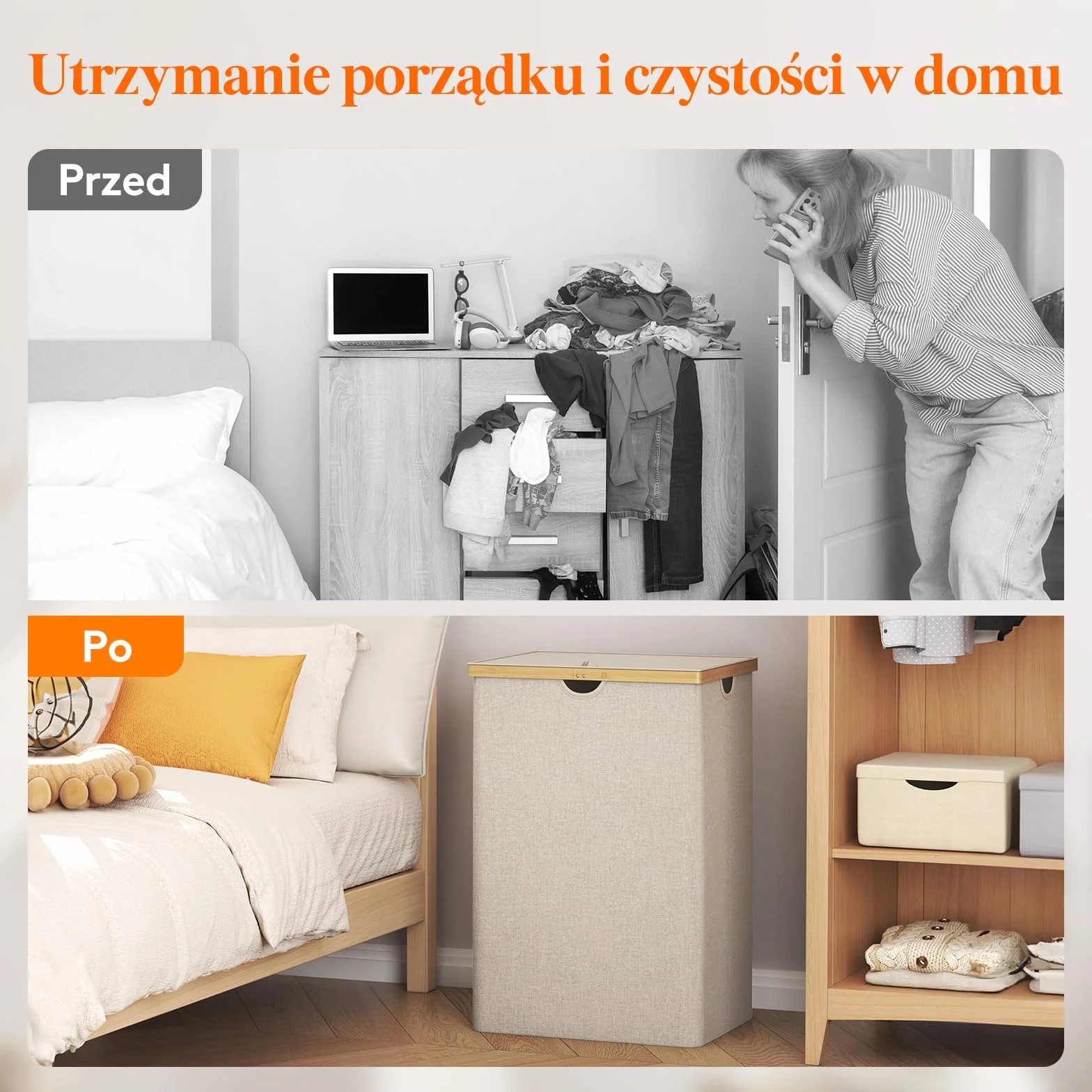 Lifewit 170L Potrójny Kosz na Pranie z Pokrywą, Bardzo Duży Bambusowy Kosz na Brudne Ubrania, 3-Sekcyjny Kosz na Pranie do Pralni i Sypialni z 3 Wyjmowanymi Wkładkami i Workami,Beżowy