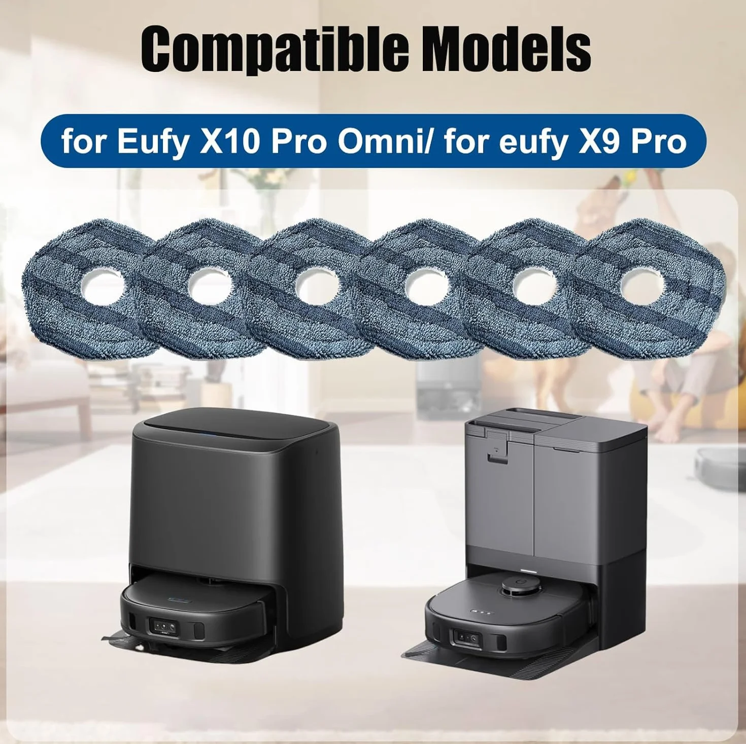 Podkładki do mopa Eufy X10 Pro Omni do odkurzaczy robotów Eufy X9 Pro, nadające się do prania i wielokrotnego użytku, miękka podkładka do mopowania, akcesoria zastępcze, 6 szt