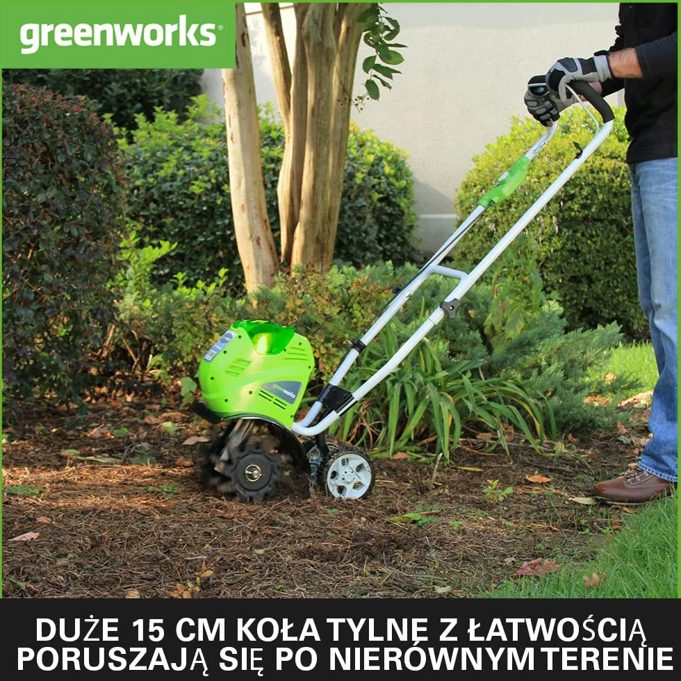 Greenworks G40TL Akumulatorowy Kultywator, Glebogryzarka z Przednimi Zębami, Szerokość Pracy 25 cm, Głębokość Pracy 13 cm BEZ Akumulatora 40V i Ładowarki, 3 Lata Gwarancji