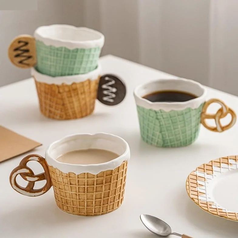 Duże ceramiczne kubki do kawy, Porcelanowy kubek do kawy, ciastek, ceramiczny, zestaw napojów 301-400 ml(Mug-a1)