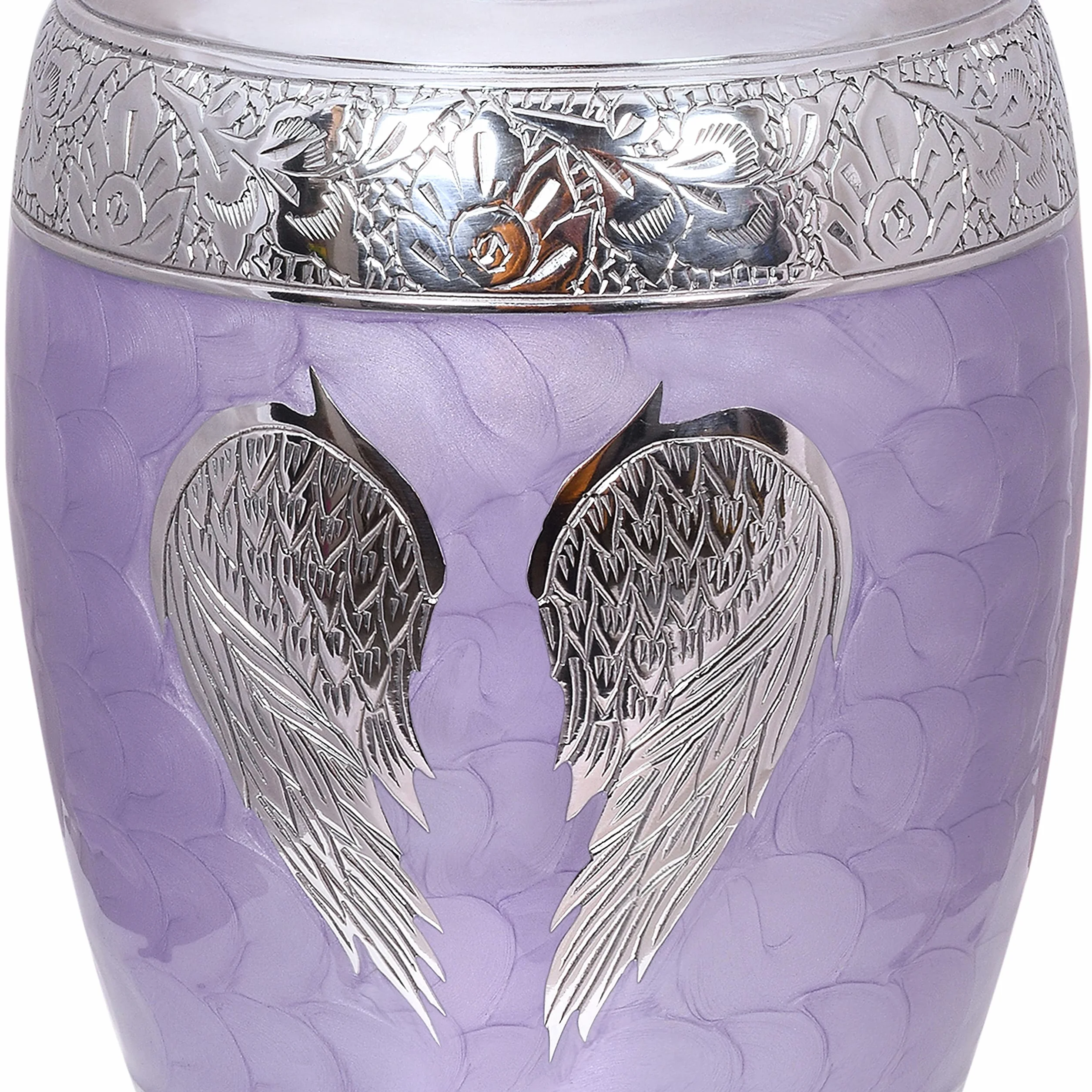 Urna do kremacji na popiół ludzki z aksamitnym woreczkiem, dla dorosłych do 100 kg. (Lilac Angle Wings, Adult (New), dla dorosłych)