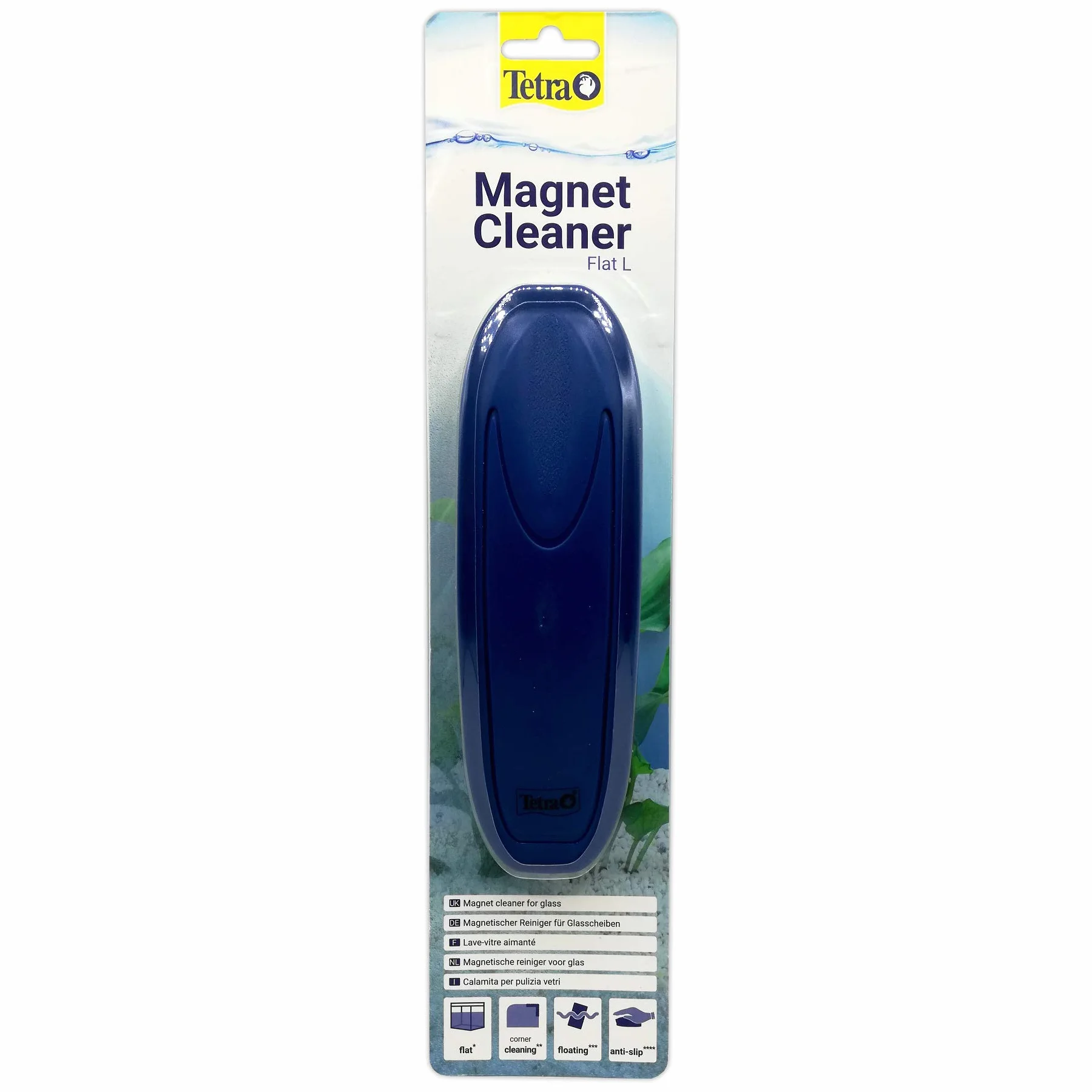 Tetra Magnet Cleaner Flat L - Magnetyczna myjka do szyb akwariowych o prostych ścianach - szybkie i skuteczne czyszczenie bez zmokania - szkło o grubości do 10 mm - nie rysuje - ergonomiczna wtyczka