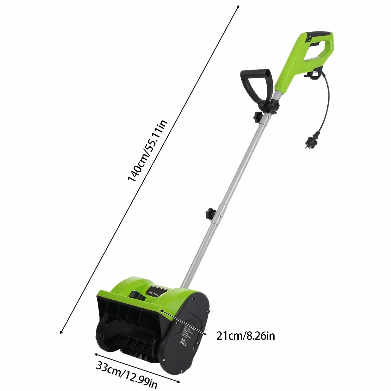 Odśnieżarka elektryczna szczotka do śniegu 1200 W 220 V 8 m zasięg wyrzutu 30 cm szerokość odśnieżania wysokość śniegu 15 cm do gospodarstwa domowego fabryki podwórka szkolnego odśnieżania