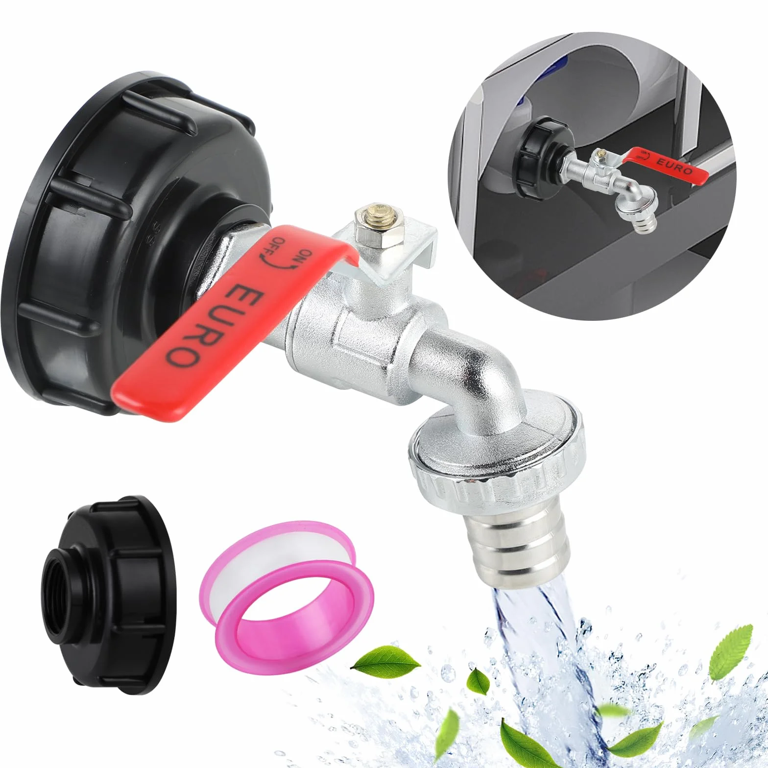 Zbiornik kran 1000L ibc złącze akcesoria S60X6 zawór kulowy 3/4 cala adapter adapter IBC pasuje do zbieracza wody deszczowej do adaptera zbiornika