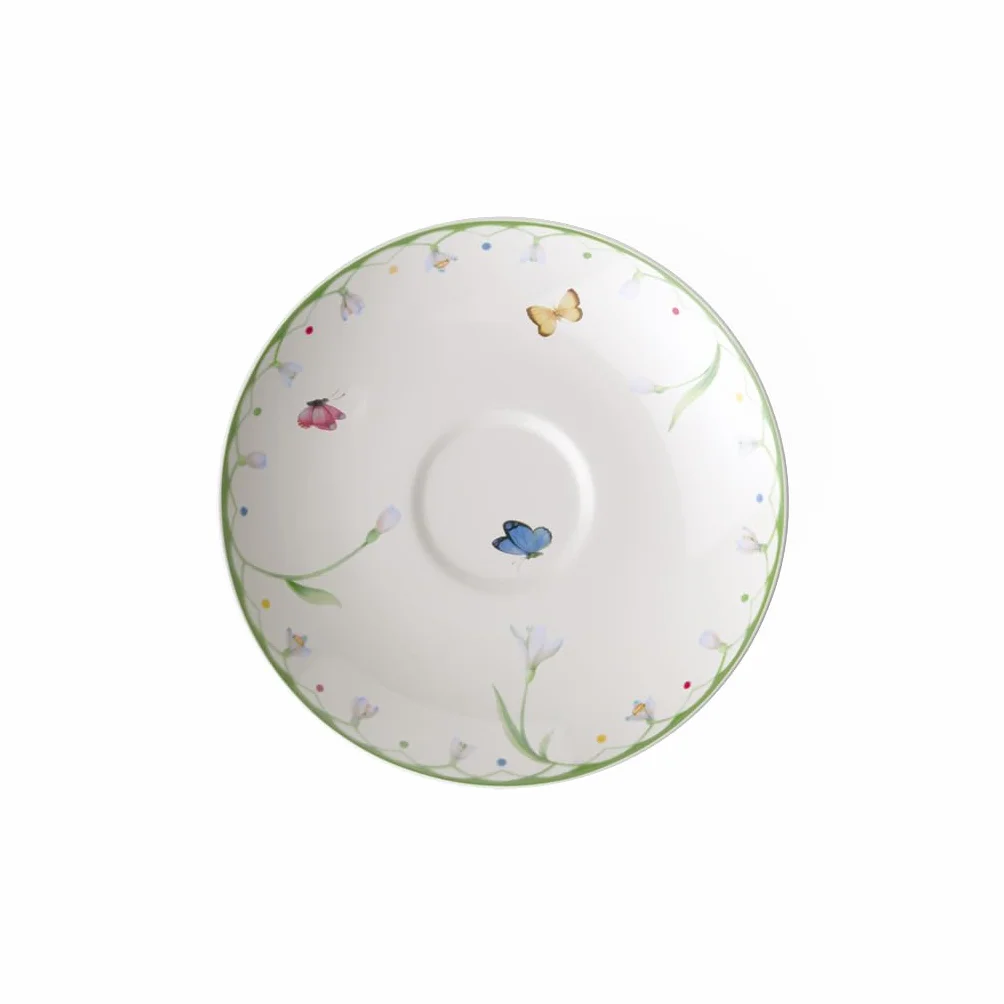 Villeroy & Boch Kolorowy wiosenny spodek, 14 cm, biały/kolorowy, nadaje się do mycia w zmywarce, do kuchenki mikrofalowej, na wiosnę, Wielkanoc, dekoracja wielkanocna, naczynia, porcelana premium