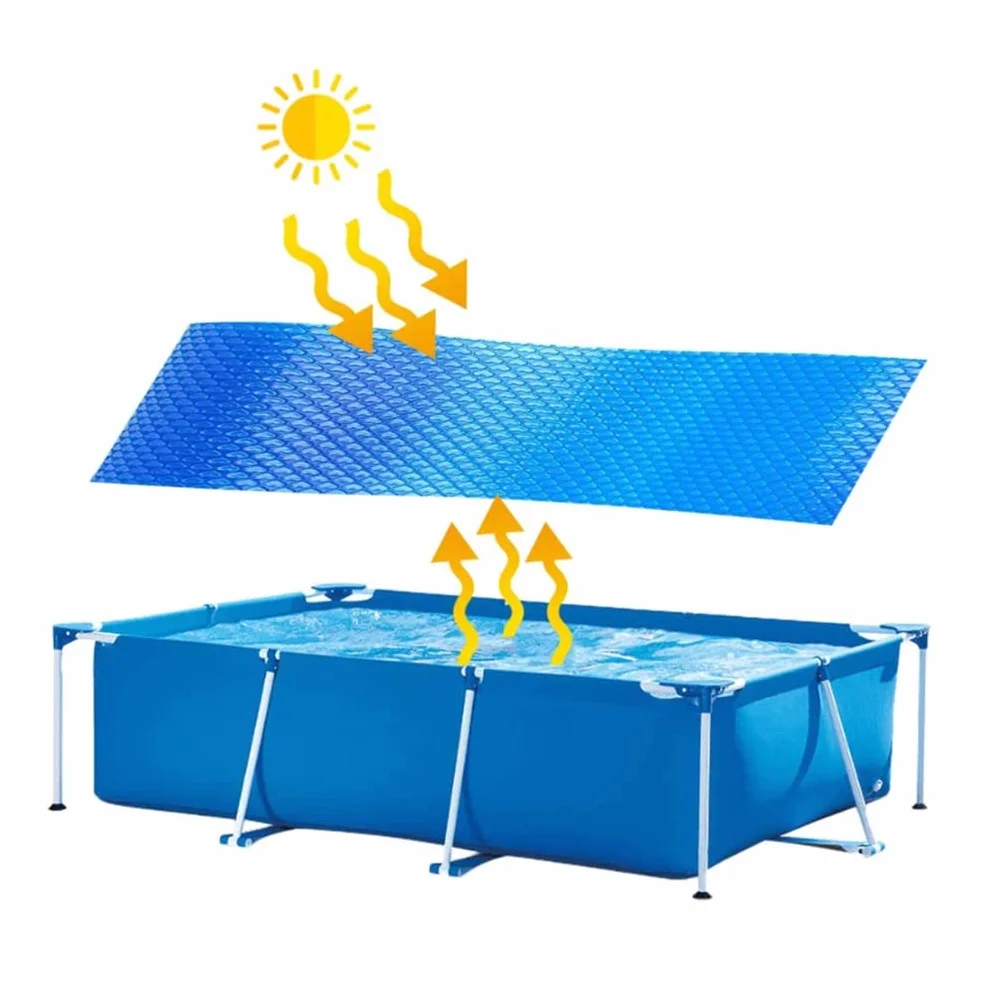 Plandeka solarna do basenu, prostokątna, 260 x 160 cm, folia solarna, folia z wypustkami, do ogrzewania basenu, plandeka solarna do podgrzewania wody, niebieska
