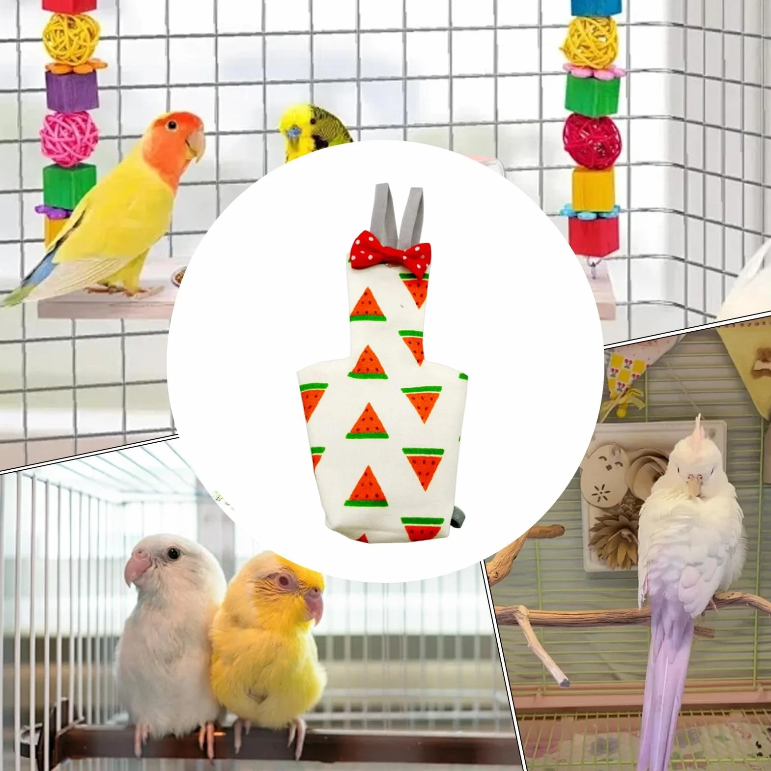 Pieluchy dla ptaków dla papug, regulowana miękka pieluszka, spodnie wielokrotnego użytku, mokry kombinezon, wygodne dopasowanie dla kakadów, Conure, ara