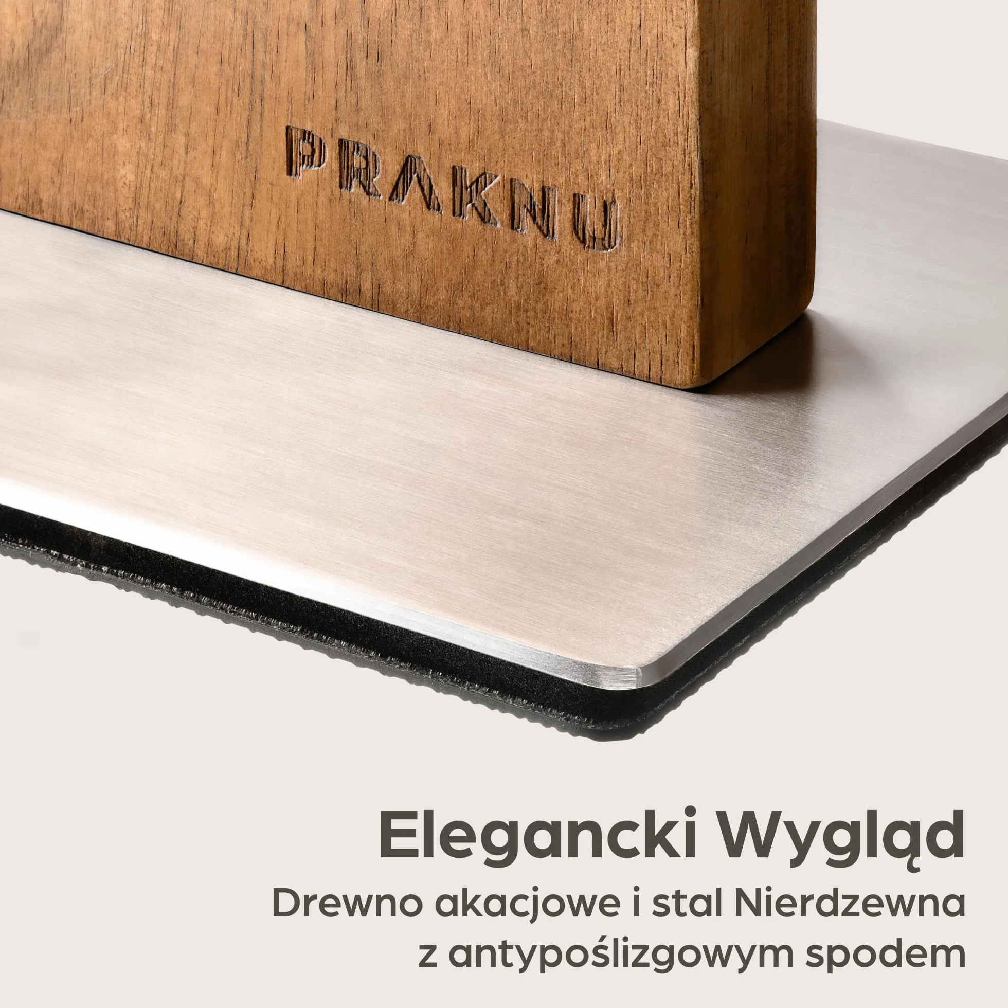 Uchwyt na Noże bez Noża – Dwustronny Silny Magnes – Magnetyczny Blok z Drewna Akacjowego FSC® – Antypoślizgowy i nie zajmuje dużo miejsca