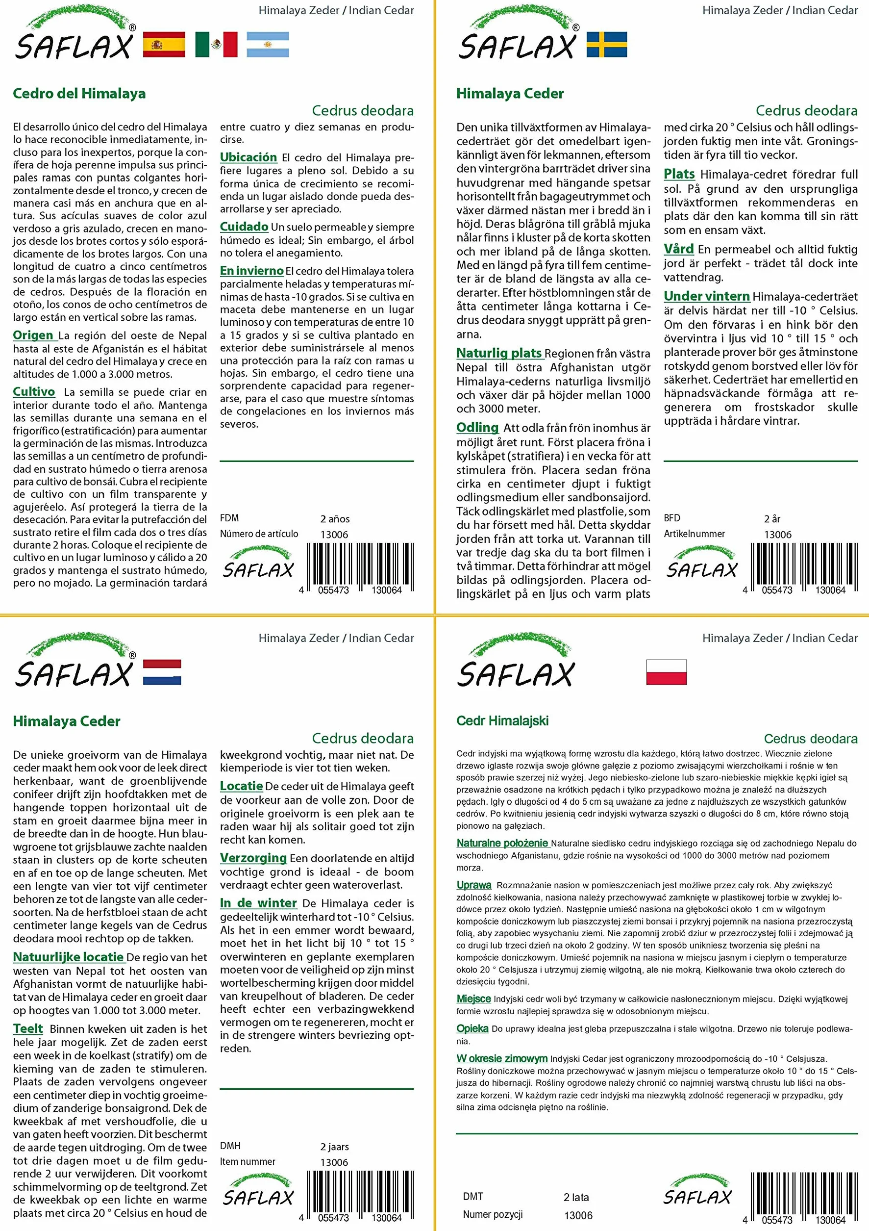 SAFLAX - Cedr Himalajski - 35 Nasiona - Z pożywką wolną od zarazków - Cedrus deodara
