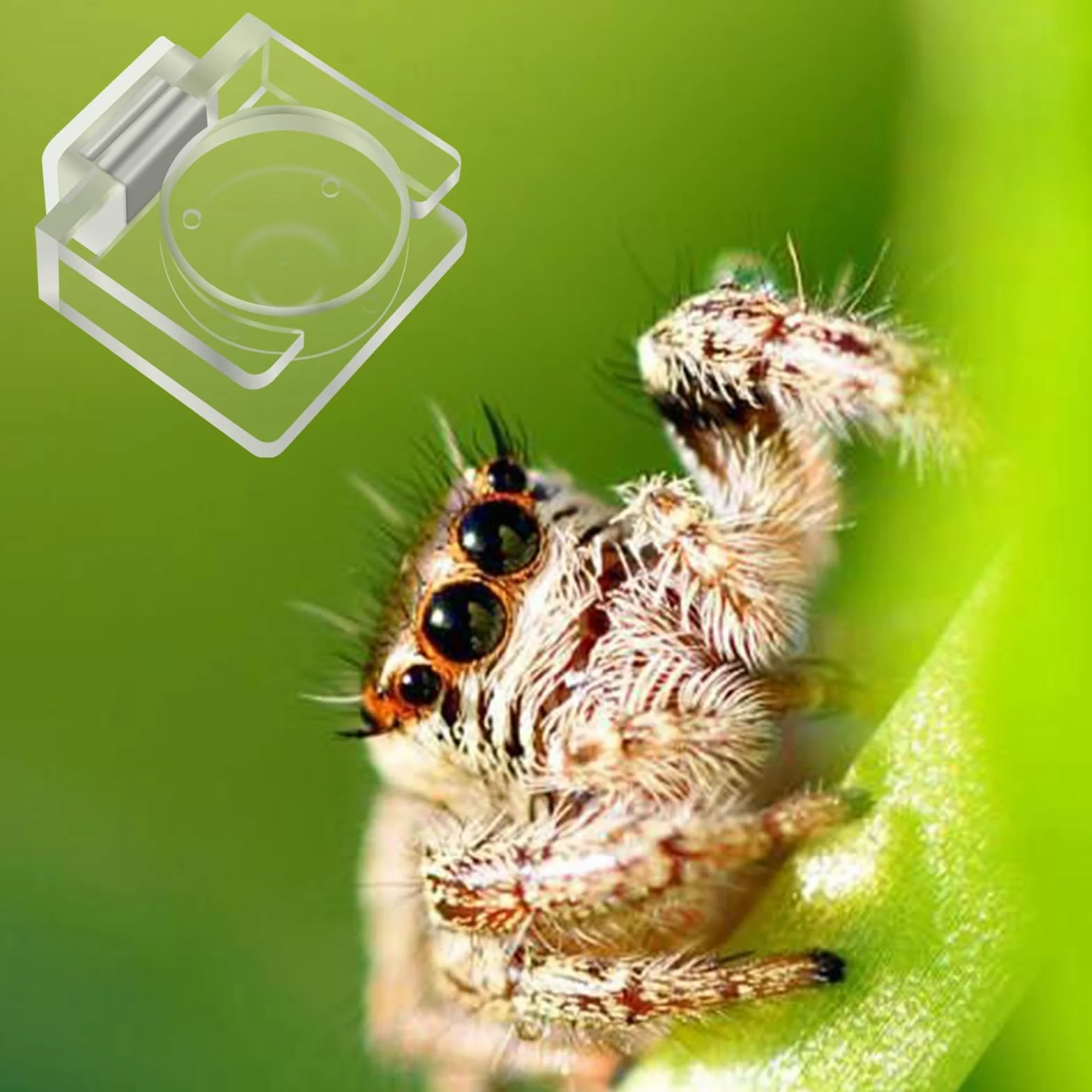 Podajnik dla pająków skaczący karmnik dla pająka, przezroczysta akrylowa magnetyczna miska na żywność dla małej tarantuli