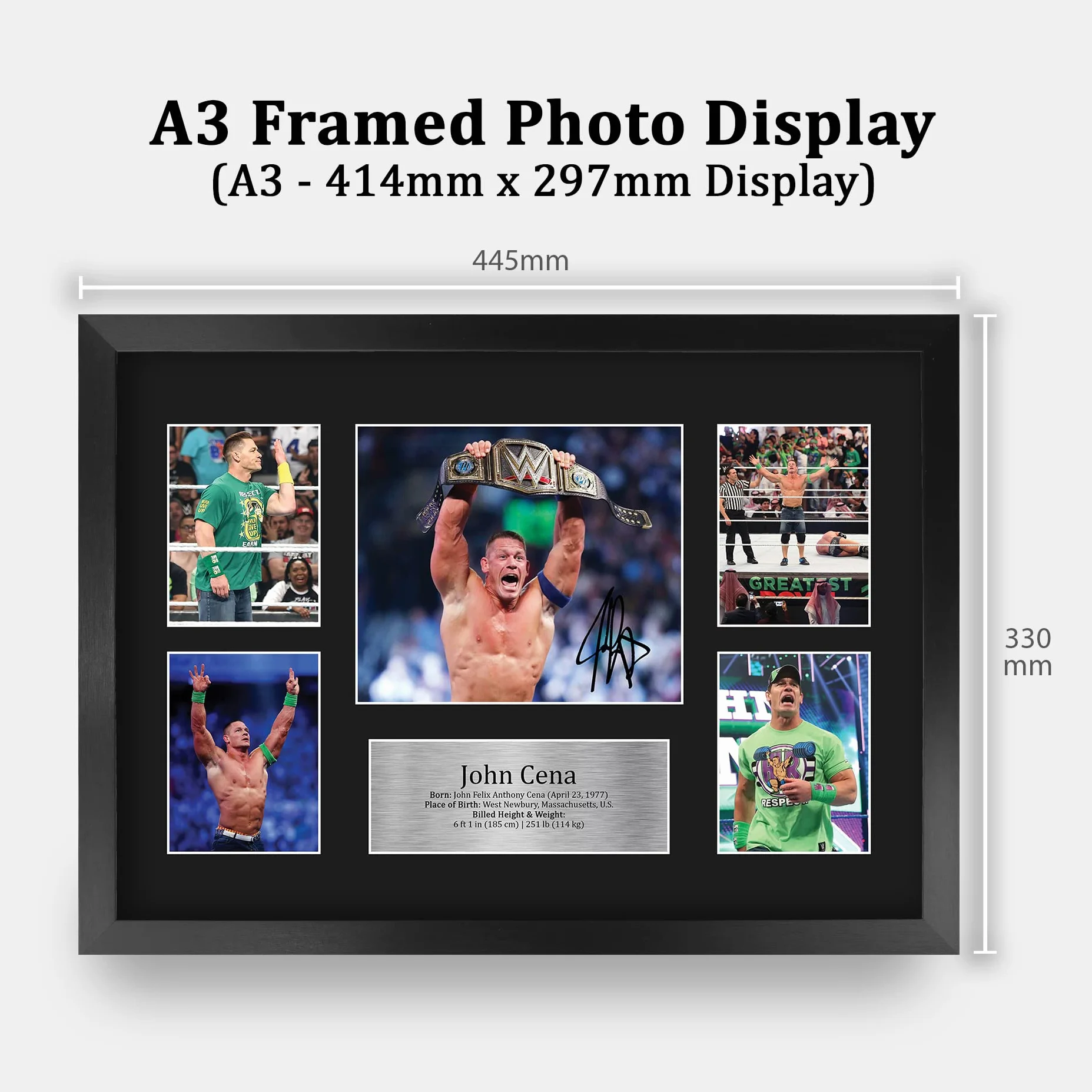 HWC Trading FR A3 John Cena Wrestling Gifts Printed Signed Autograph Picture For WWE & WWF Memorabilia Fans - A3 Framed
