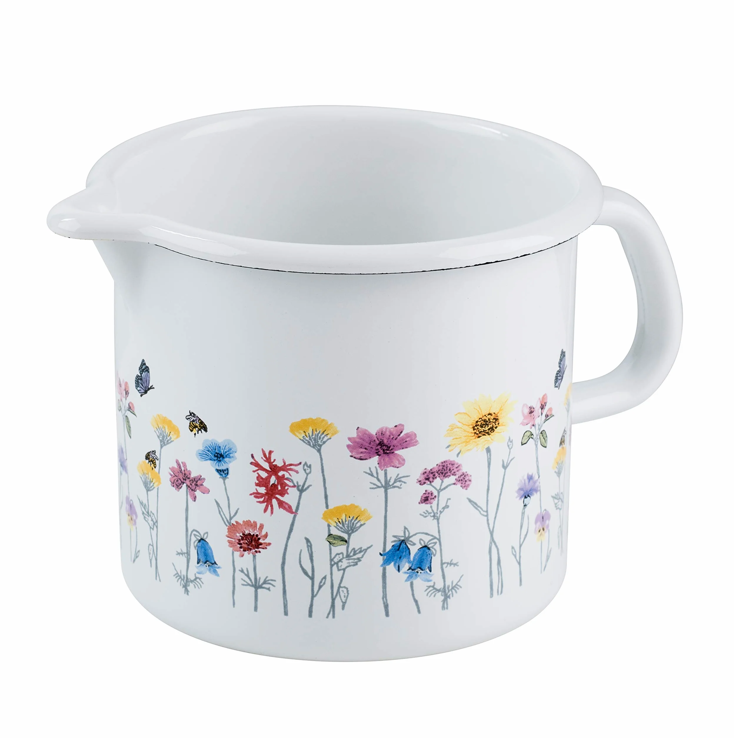 Riess, 0040-070 kubek niekapek 12 1 l, Country Special Edition Flora, Ø 12 cm, pojemno?? 1,0 l, wysoko?? 11,5 cm, emalia, bia?y, indukcja