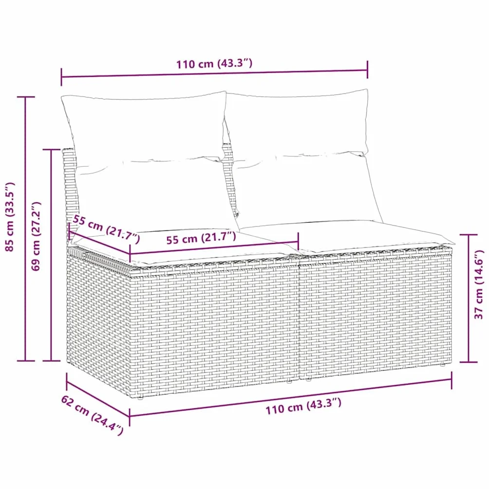 vidaXL 2-cz. sofa ogrodowa z poduszkami, beżowy, rattan PE i akacja, kanapa ogrodowa, zestaw wypoczynkowy, kanapa do ogrodu, kanapa modułowa