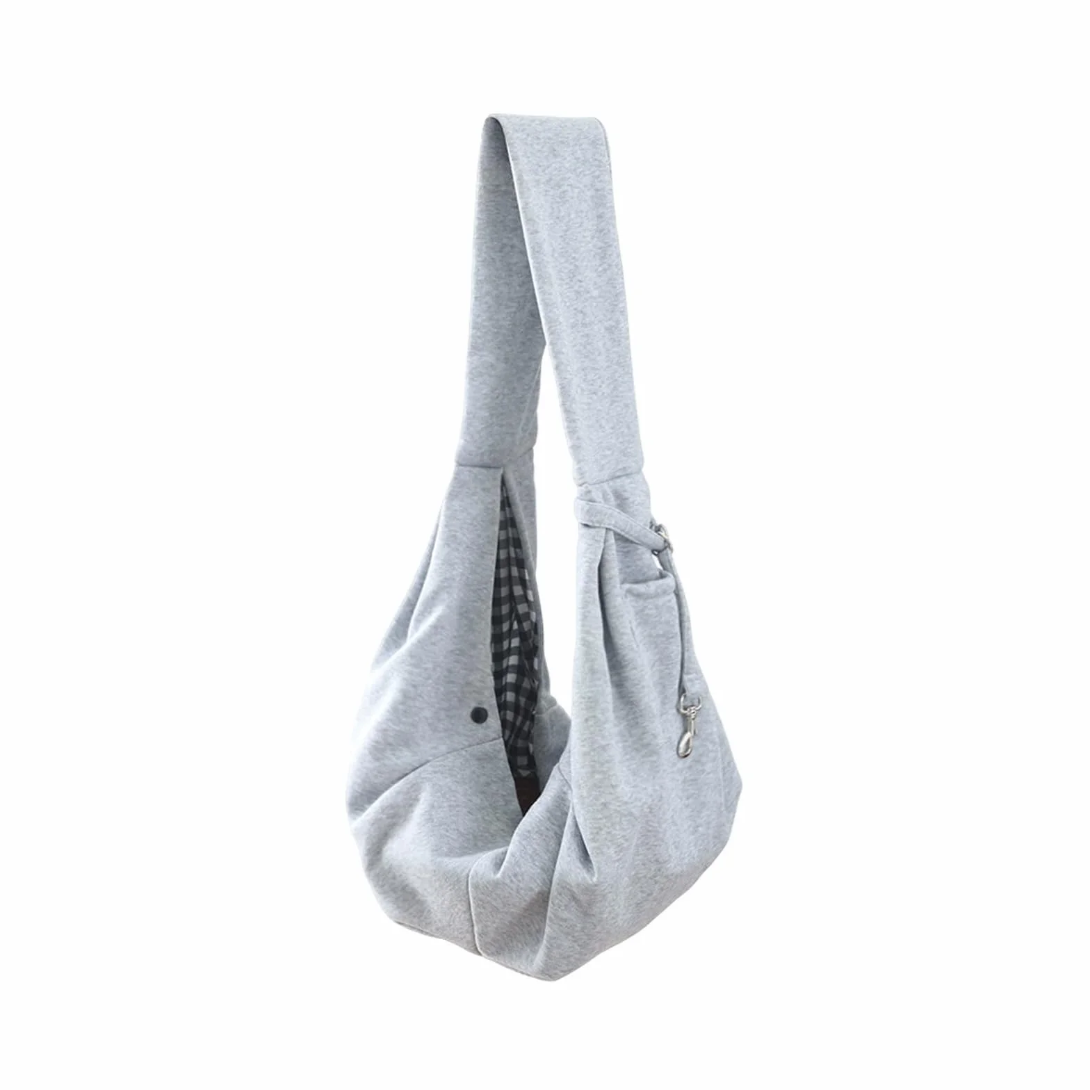 Odwracalna mała torba do noszenia psa, chusta do noszenia psa do 7,5 kg, torba do noszenia psa z karabińczykiem, paskiem do noszenia, torba na ramię dla psów na spacery na świeżym powietrzu (szara)
