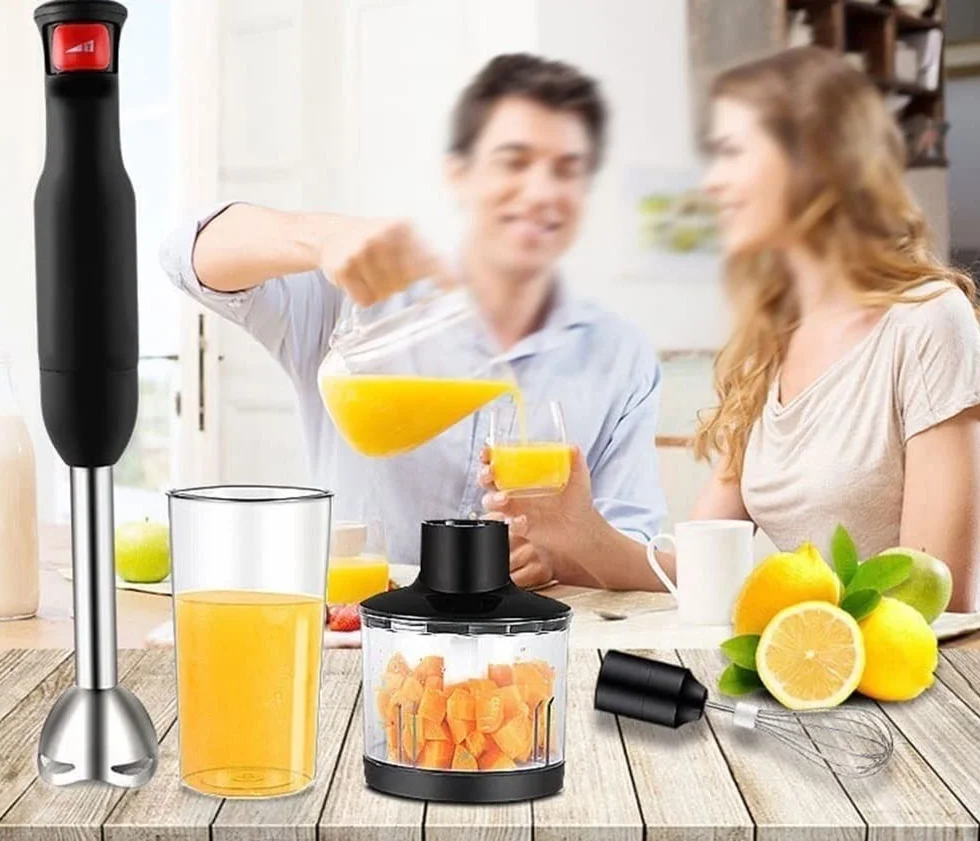 Blender ręczny zanurzeniowy, zestaw mikserów ręcznych 3 w 1, trzonek i ostrza blendera ręcznego ze stali nierdzewnej, ostrza ze stali nierdzewnej 304, bez BPA, narzędzie kuchenne