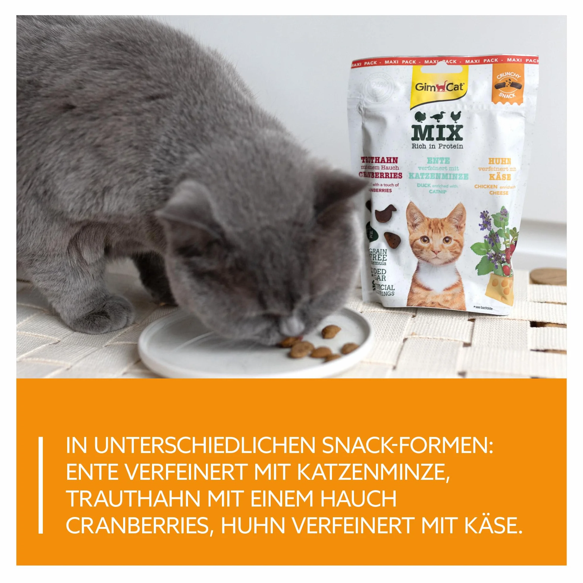 GimCat Crunchy Snacks Mix – chrupiące przysmaki dla kotów, bogate w białko, 1 x 140 g
