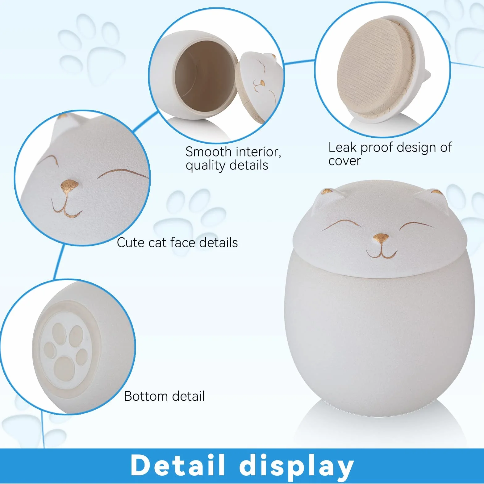 New Dream Urna ceramiczna w kształcie kota dla zwierząt domowych biała duża