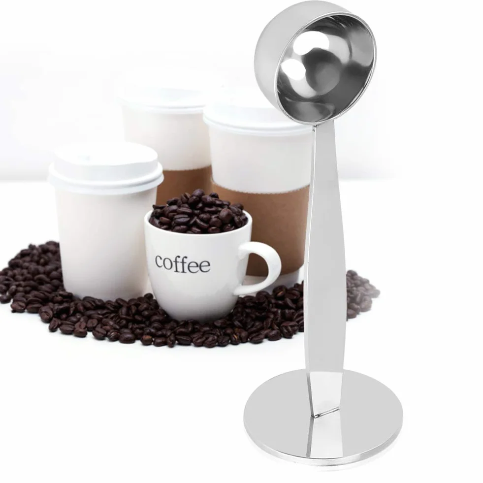 Mavis Laven Łyżka do kawy 2 w jednym, dwufunkcyjny tamper do espresso i miarka do kawy, ubijanie ze stali nierdzewnej, miarka, ziarna kawy, łyżka w proszku