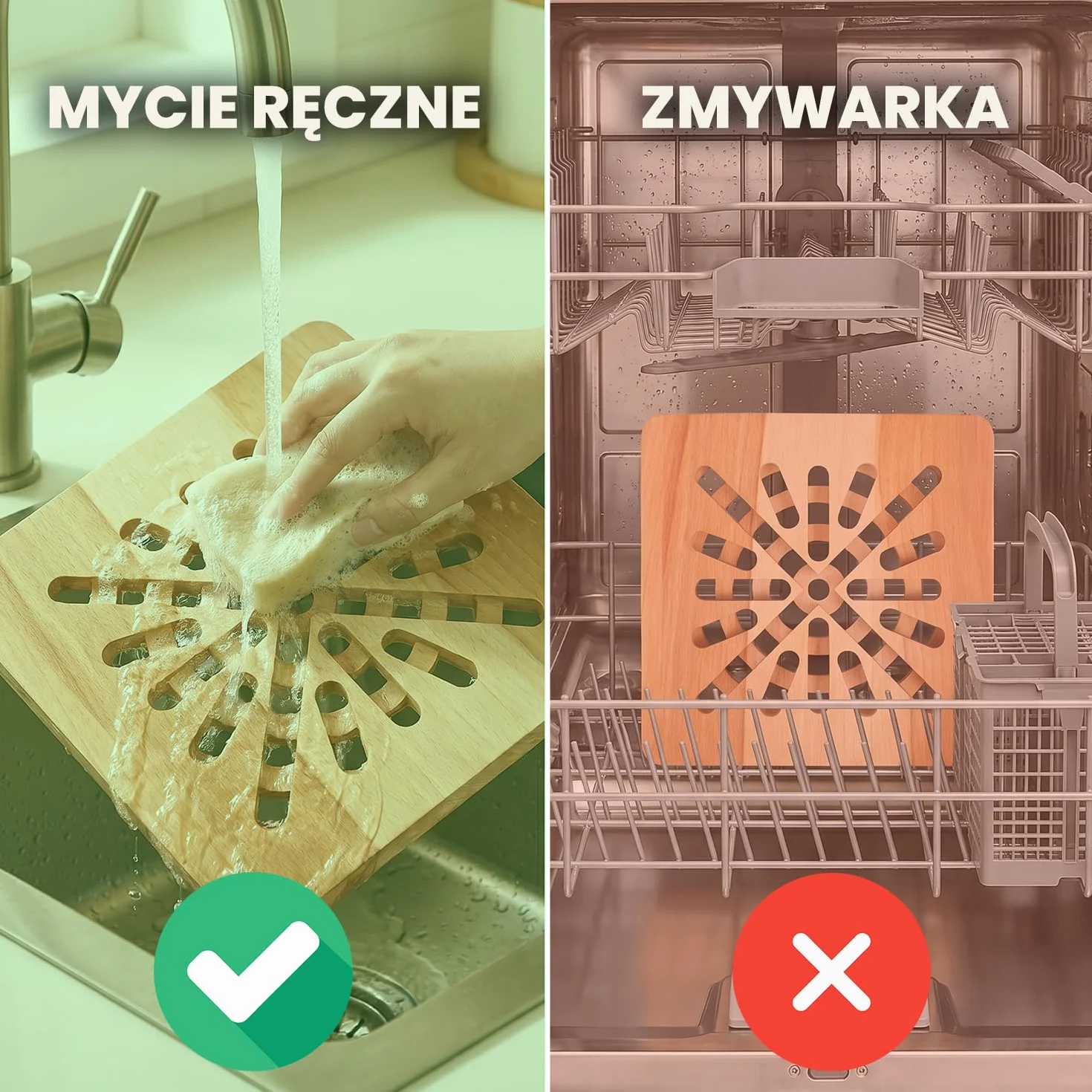 Drewniana podkładka pod garnek 19,5 x 19,5 cm - kwadratowa żaroodporna podkładka pod gorące garnki i patelnie, dekoracyjny trójnóg drewniany do kuchni