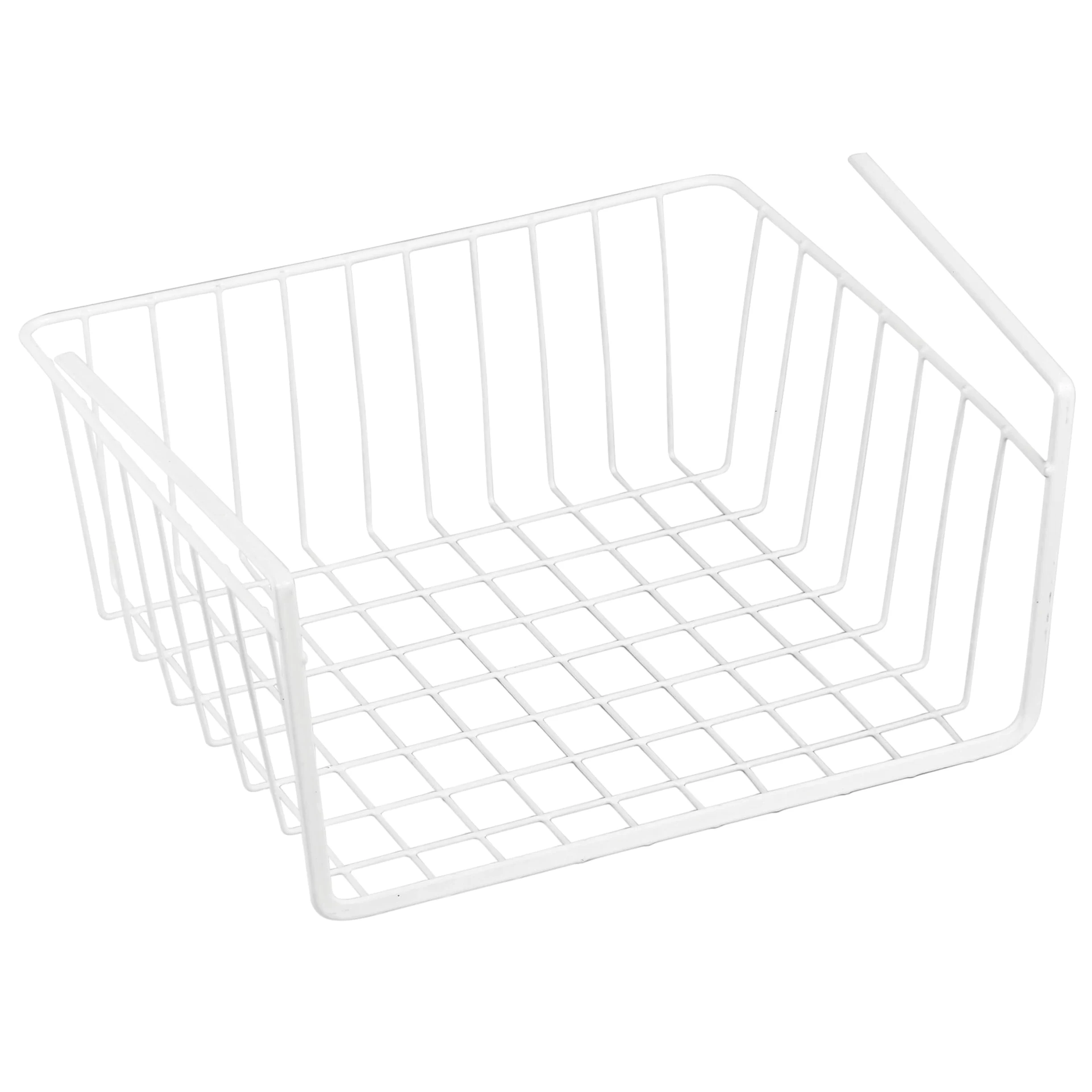 MSV Wiszący kosz z metalu – 30 x 25,5 x 14 cm – biały – kosz do przechowywania szafek kuchennych, szafek na ubrania, regałów, szafek podszafkowych