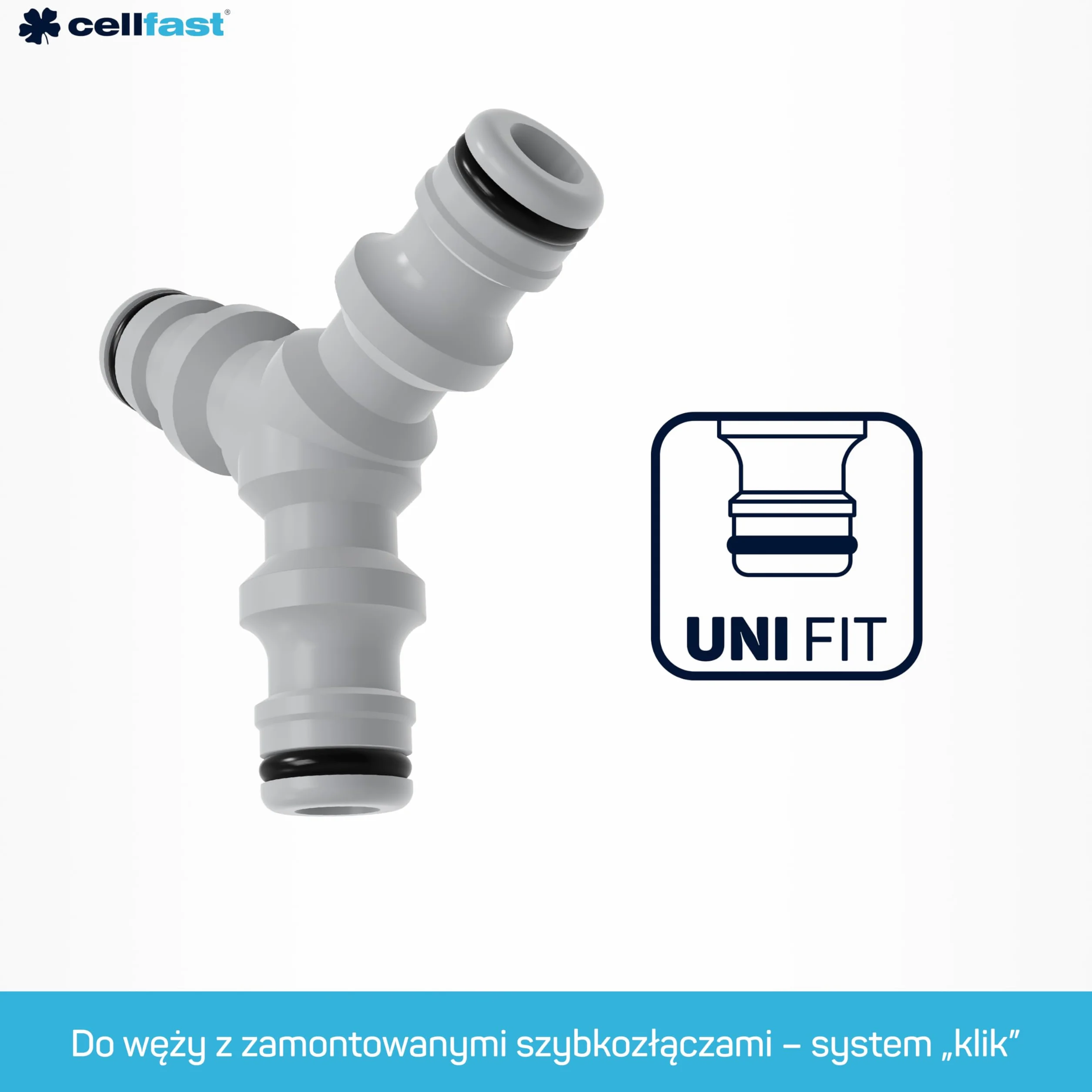 Cellfast Łącznik trójnik IDEAL™, Ciśnienie maksymalne: 6 bar, Technologia: UNI FIT™, do rozłącznego połączenia, Wysoka jakość, Łatwy montaż, 1/2” lub 3/4”