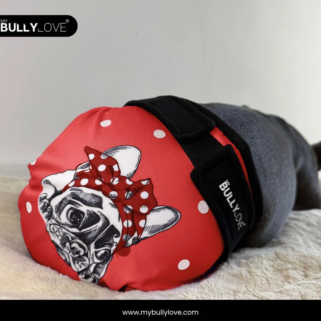 Red Bully Majtki na ruję dla buldogów francuskich pieluchy wielokrotnego użytku bez otworu na ogon regulowane obwód bioder 42-47