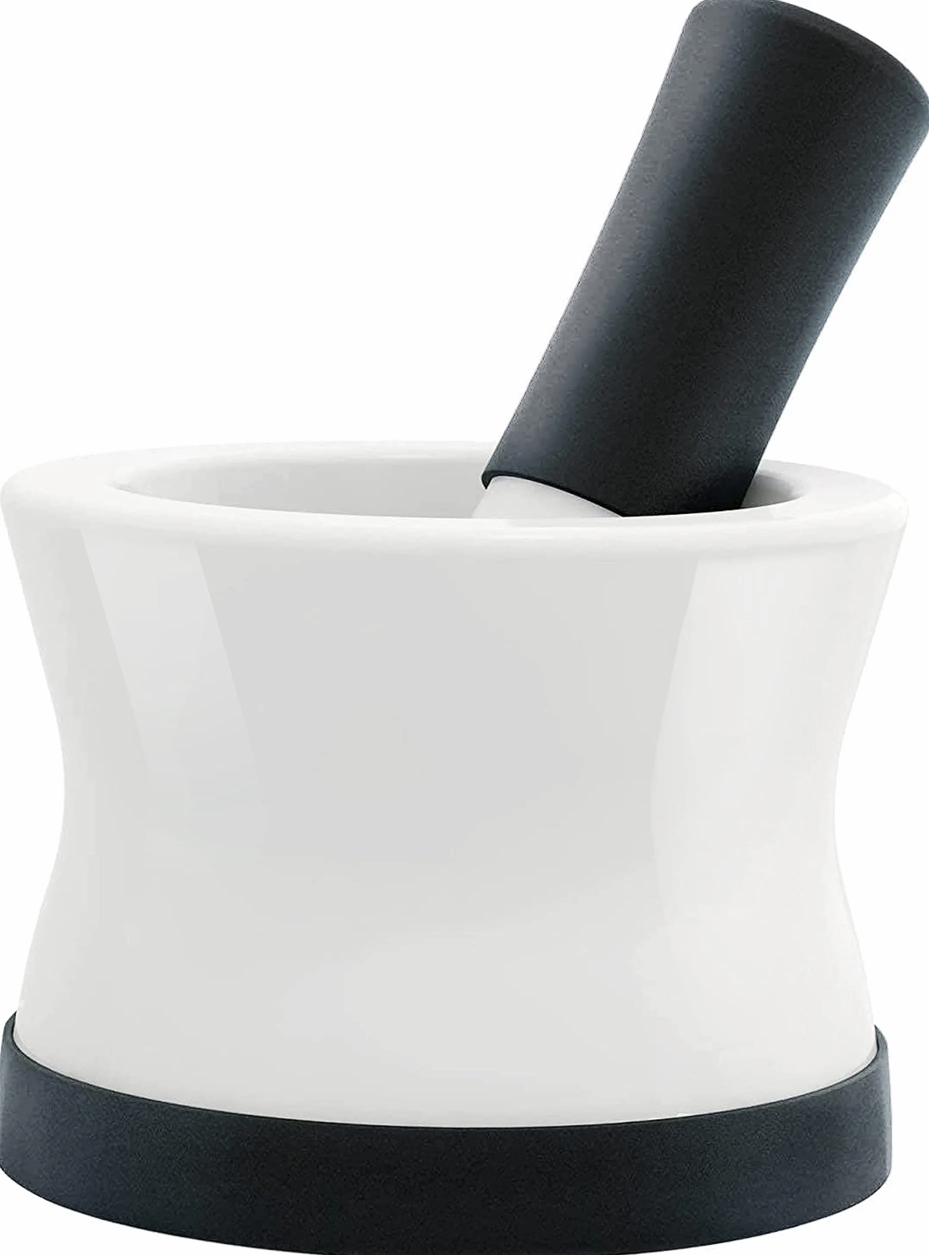EZ-Grip silikonowy i ceramiczny tłuczek i moździerz z antypoślizgową odłączaną podstawą silikonową – można myć w zmywarce moździerz i tłuczek firmy Cooler Kitchen (biały i czarny)
