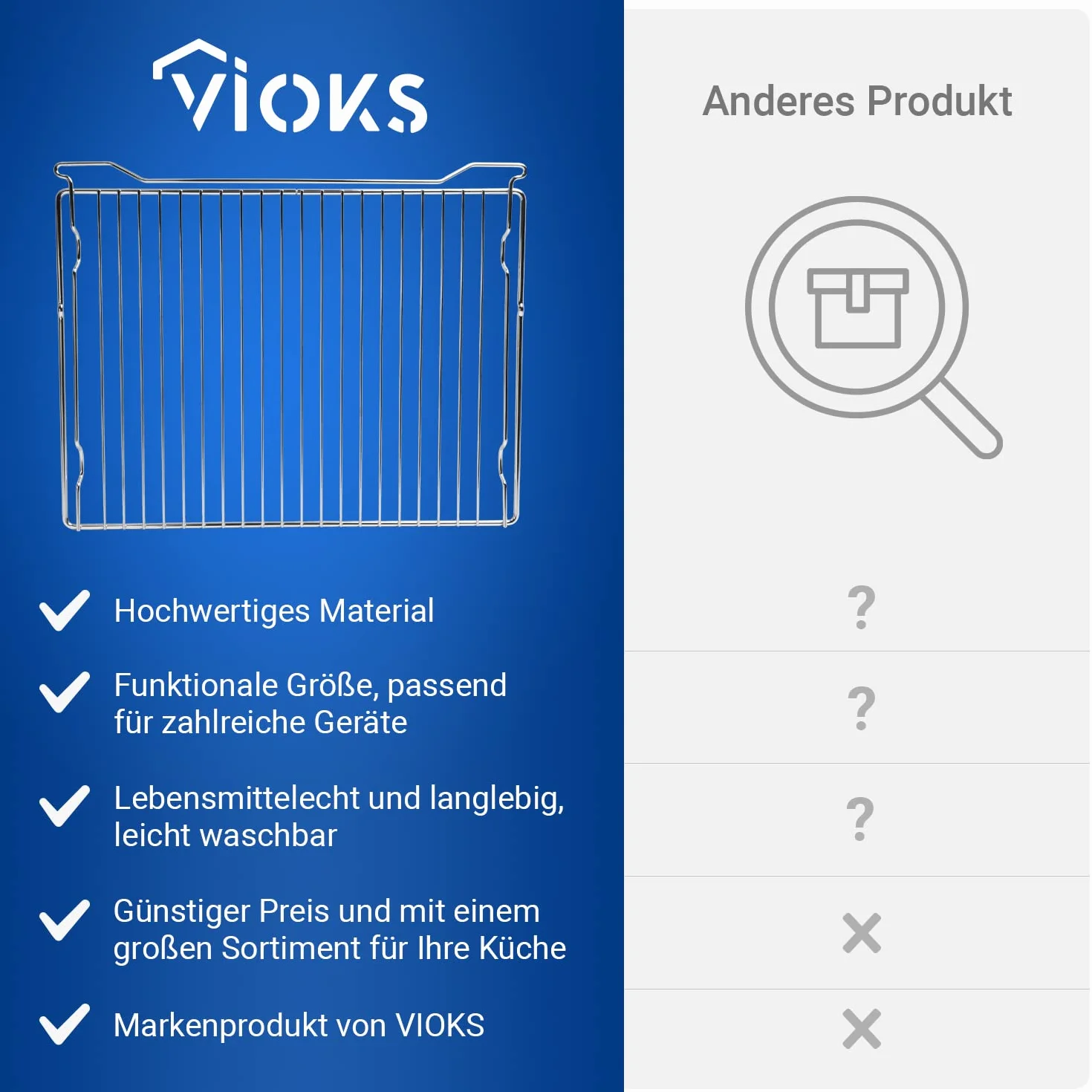 VIOKS Kratka do piekarnika 455 x 360 mm, zamiennik do piekarnika Gorenje 421367 i ruszt do piekarnika Gorenje - części zamienne Gorenje