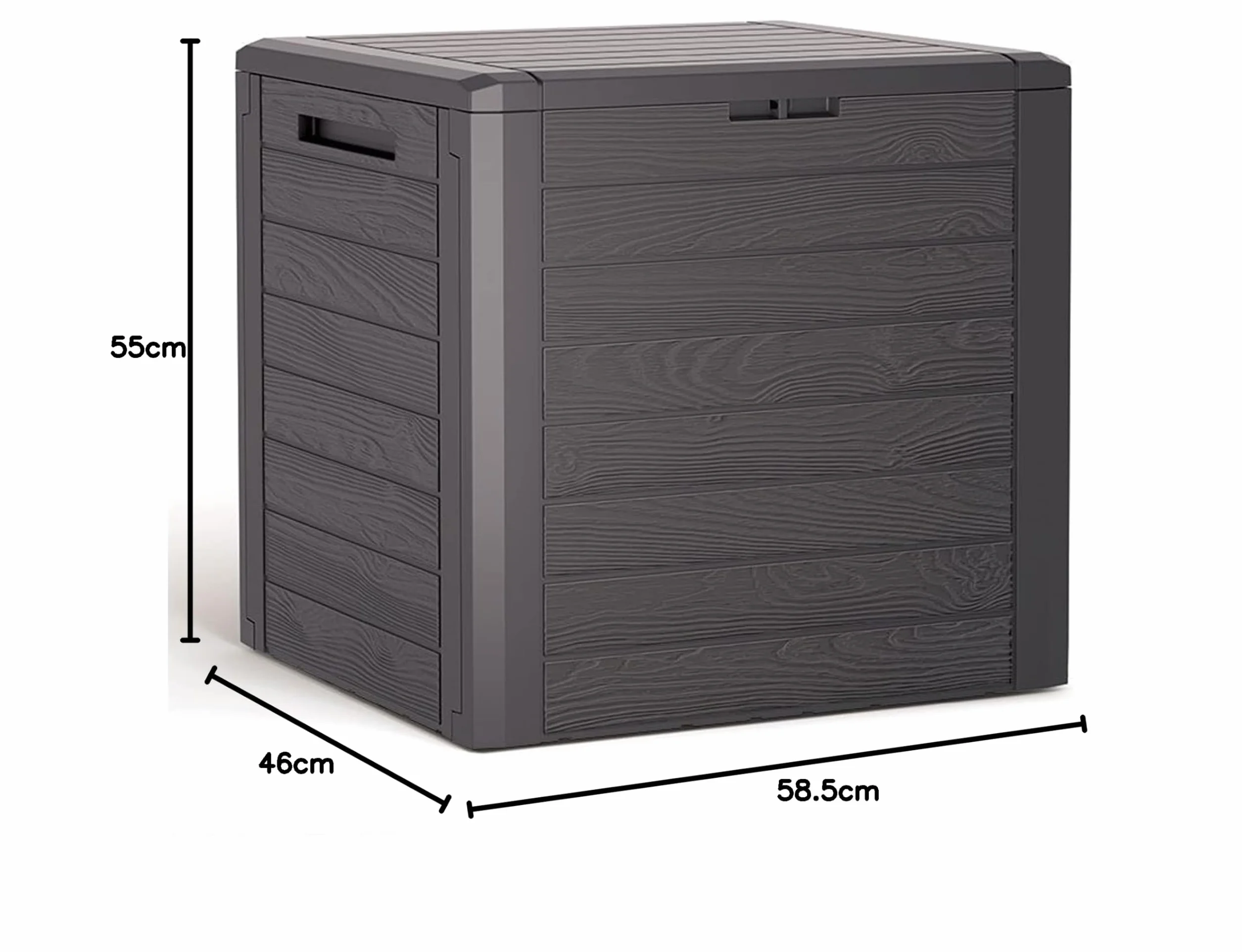 Prosperplast Woodebox ZA4900 Skrzynka ogrodowa, skrzynia na poduszki, zamykana, tworzywo sztuczne, pojemność 140 litrów, kolor ceglasty (Umbra)