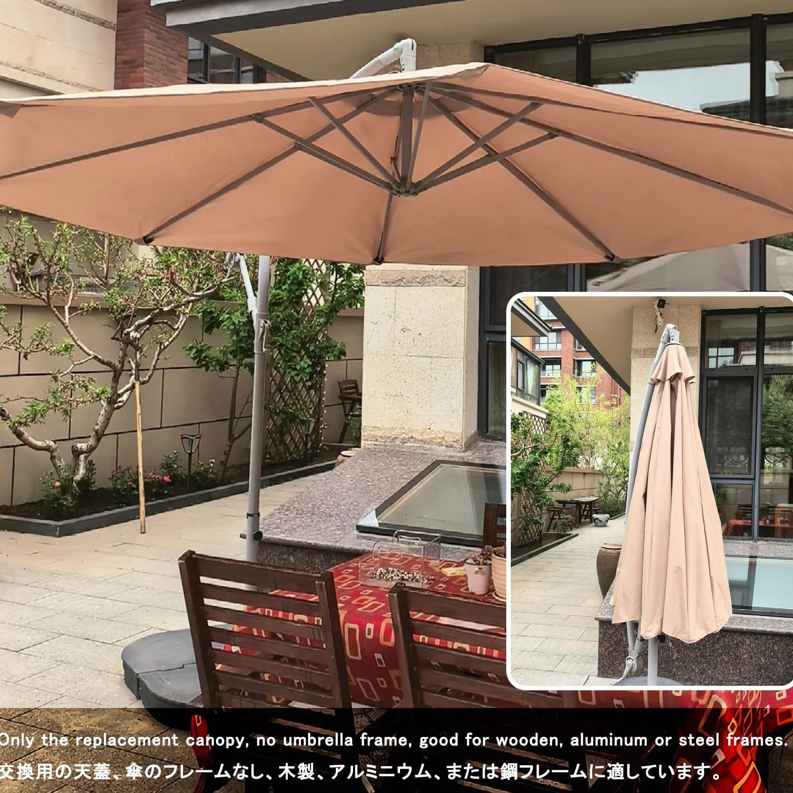 Zapasowy baldachim parasola na zewnątrz 15/20 cm 182 223 33 33 33 cm, targ na patio, pokrowiec na stół do podwórka, ogrodu, na dziedziniec, basen, trawnik, targ