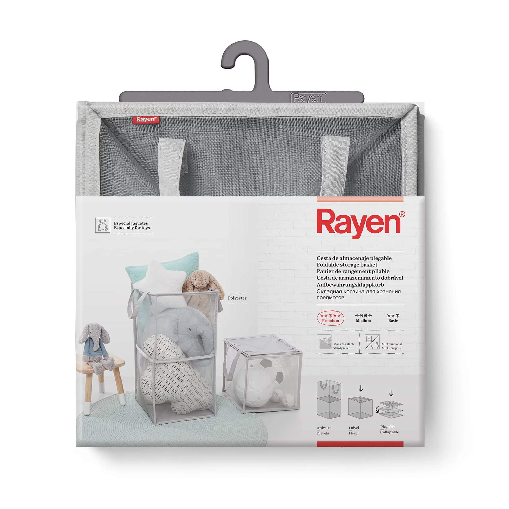 Rayen Cesta de almacenaje plegable szary 62 x 30 x 30 cm