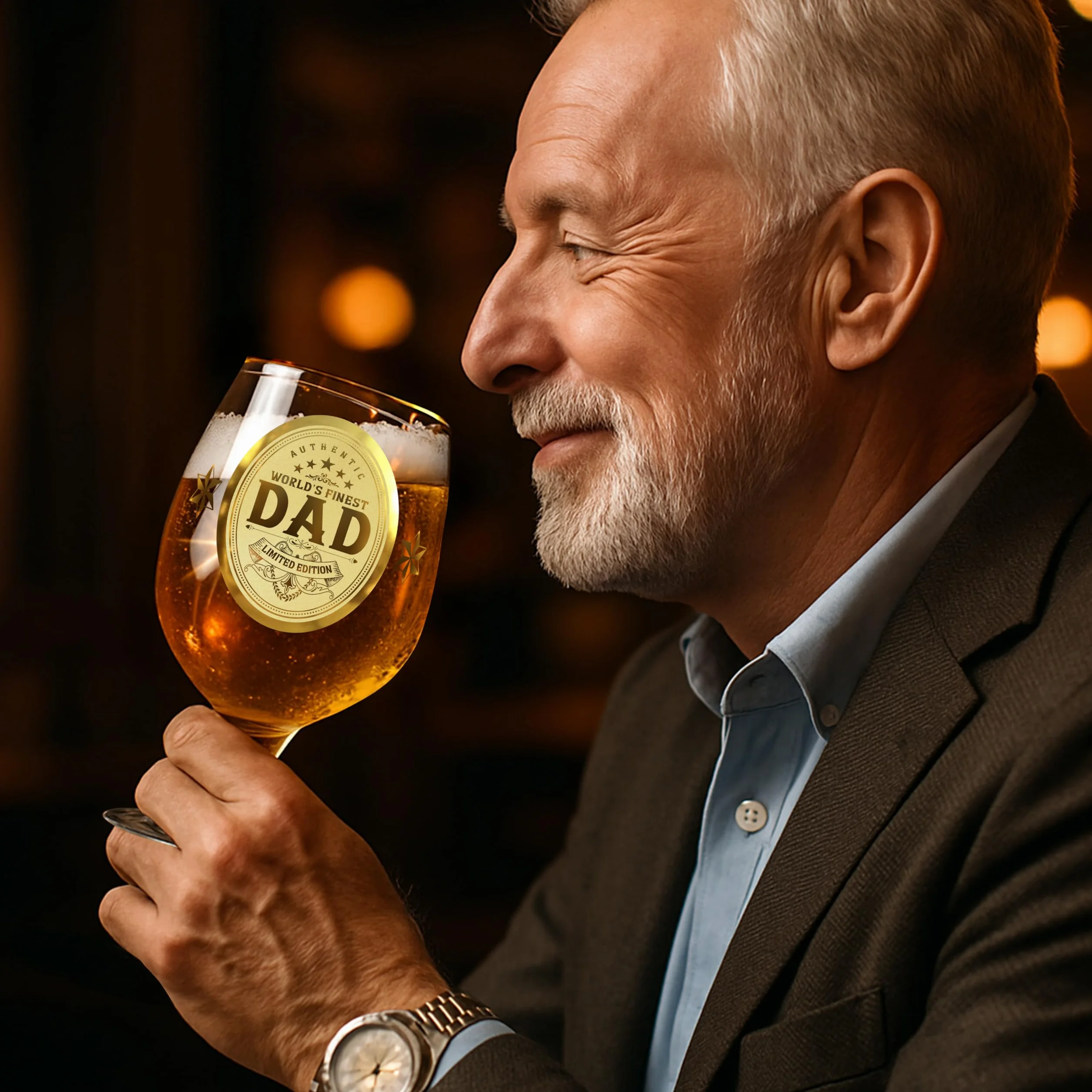 CROWNLY CRYSTAL Personalizowane prezenty urodzinowe ze szklanką do piwa dla taty od córki lub syna