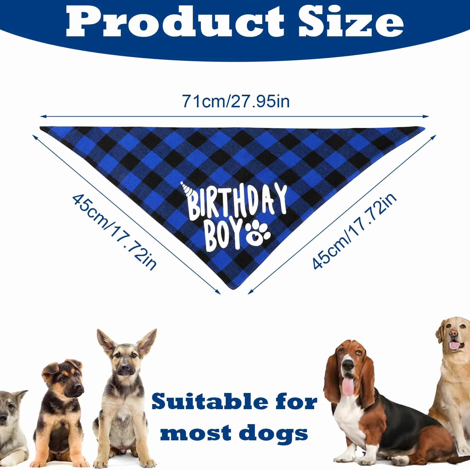 Bandana urodzinowa dla psa 71 cm trójkątna śliniak dekoracje urodzinowe