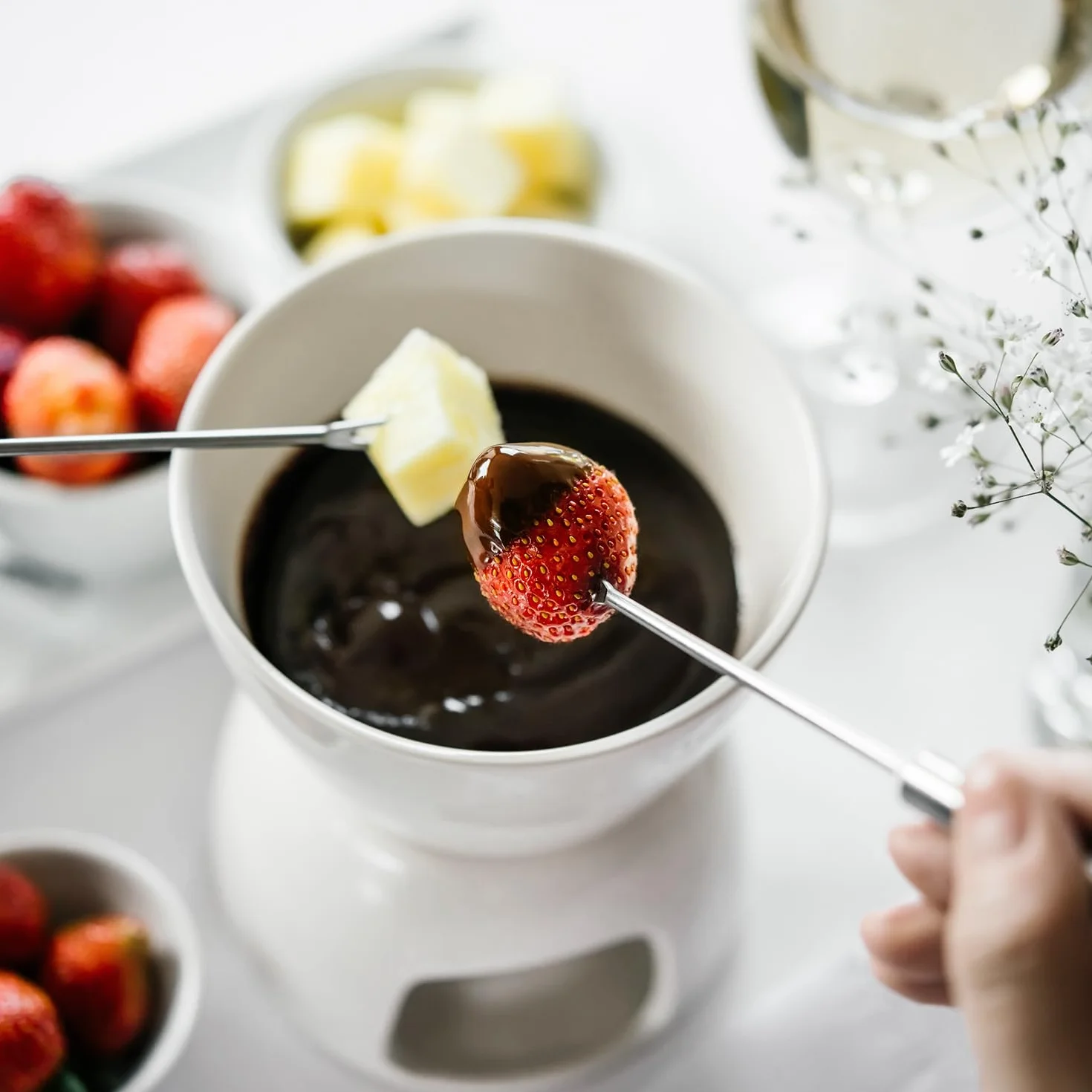 Joeji's Kitchen Fondue Chocolate Candle z kołkiem Świeca i widelcami Mini Fondue Czekolada Świeca Podgrzewana pa